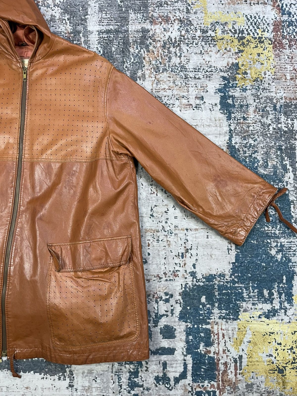 Genuine Leather Vtg Soft Cowhide Hooded Mantel Jackets Size US L / EU 52-54 / 3 - 3 Thumbnail