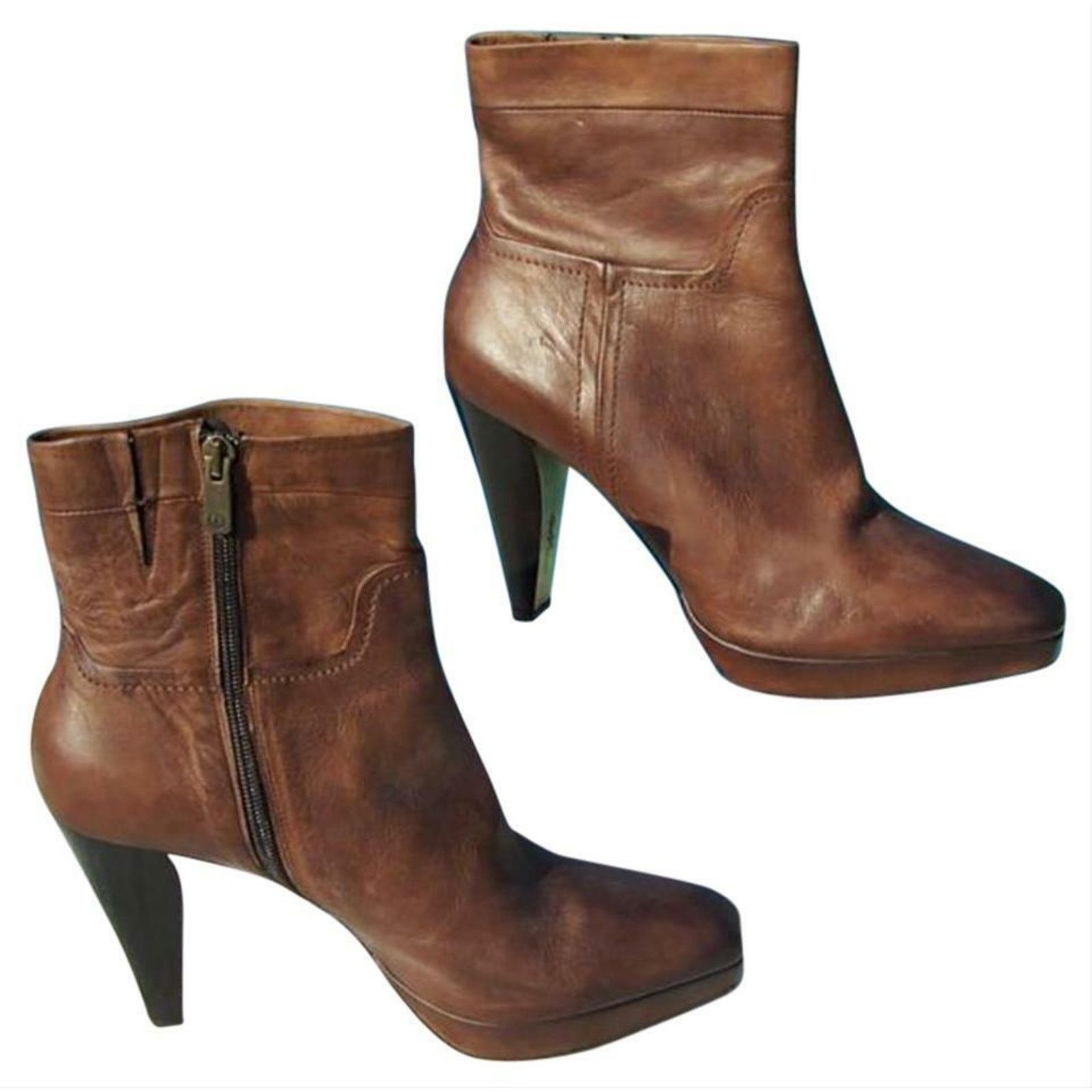 Donald Pliner Donald Pliner Brown Leather Boot 3/4" Platform NWT $535 Size US 7.5 / IT 37.5 - 2 Thumbnail