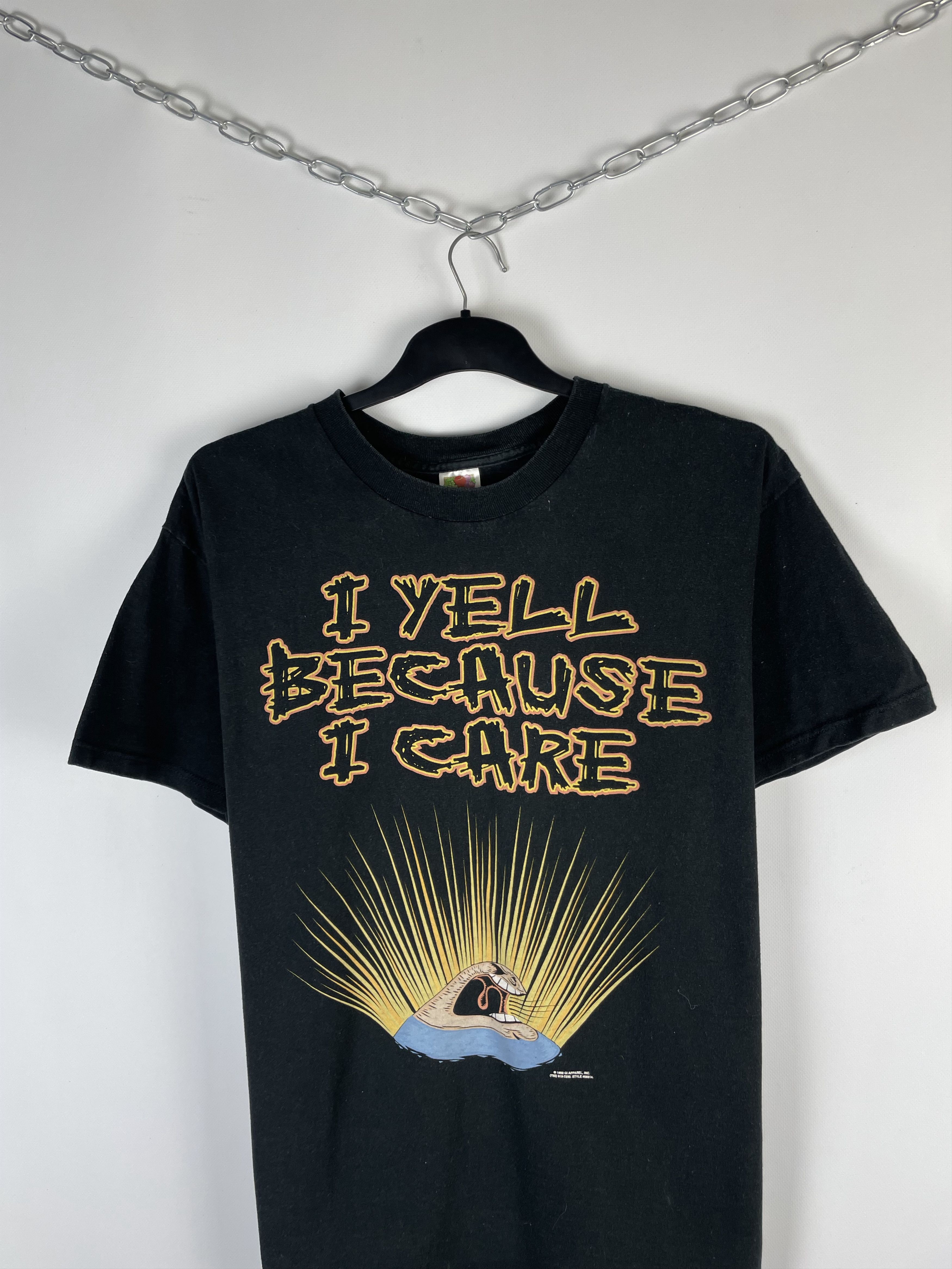 Vintage Crazy Vintage 90’s I Yell Because I Care T-Shirt Size US XL / EU 56 / 4 - 3 Thumbnail