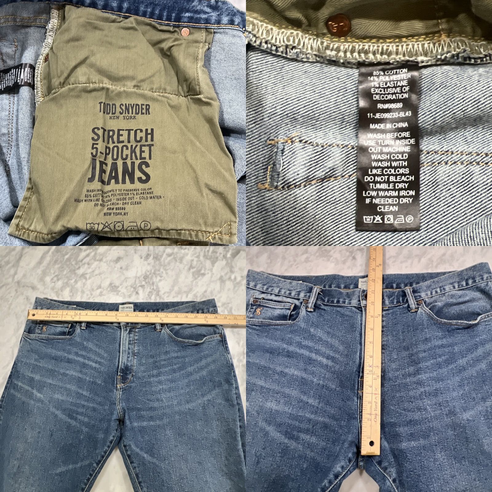 Todd Snyder Todd Snyder Jeans Men’s 38x32 Slim Fit Stretch 5 Pocket Blue Denim Size US 38 / EU 54 - 9 Thumbnail