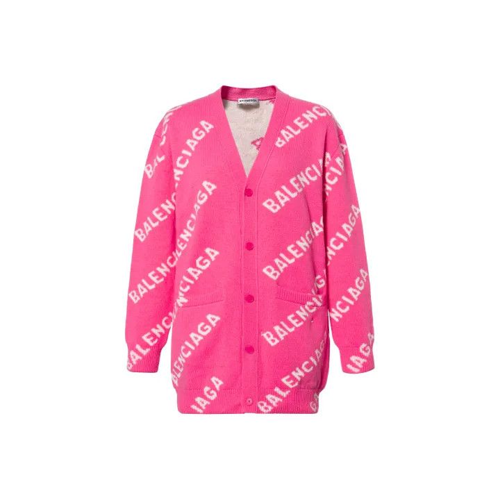 Balenciaga Balenciaga Pink Wool Knit Cardigan for Women 0079 Size S / US 4 / IT 40 - 1 Thumbnail