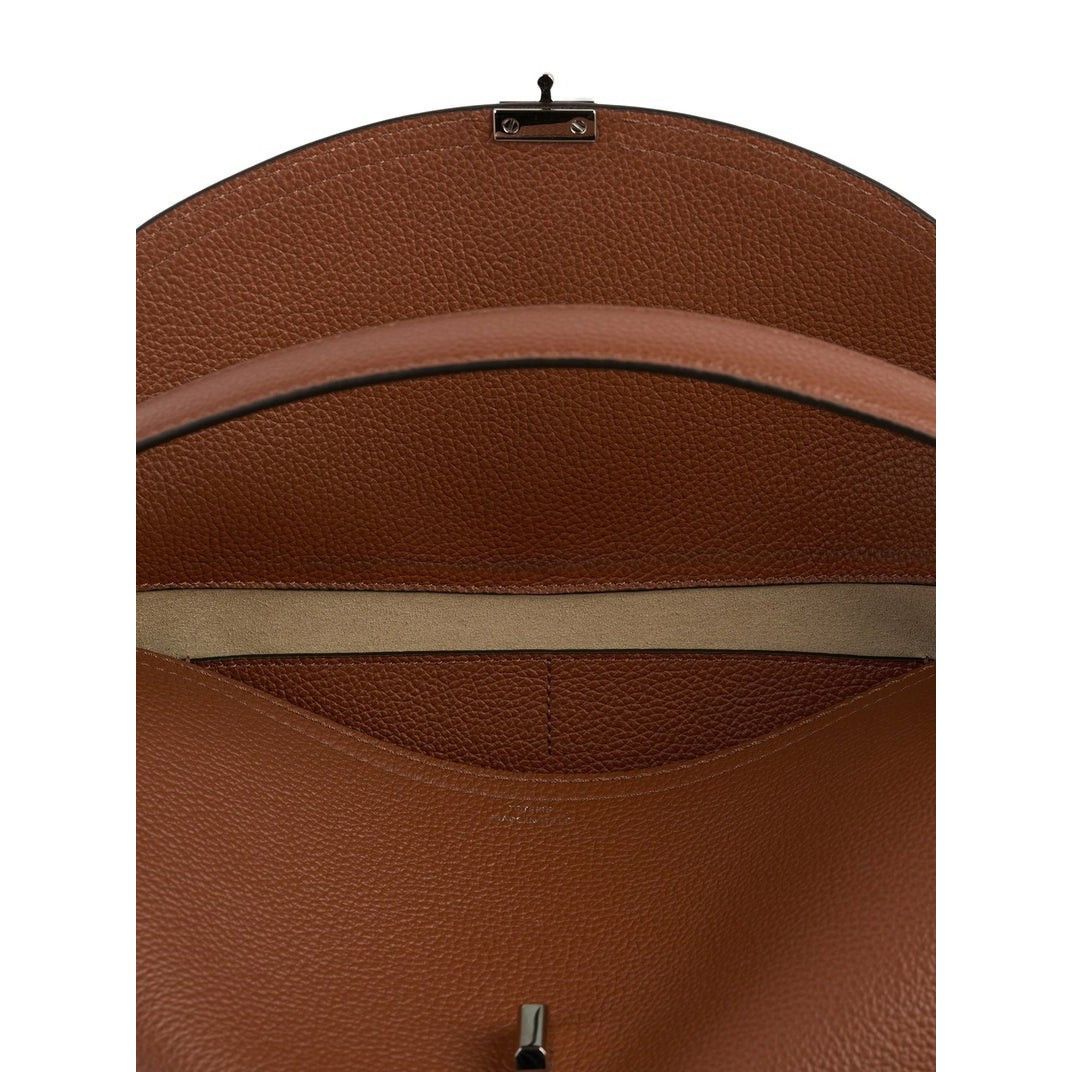 Toteme TOTEME T-Lock Sienna Brown Grained Leather Handbag New & Aut Size ONE SIZE - 6 Thumbnail