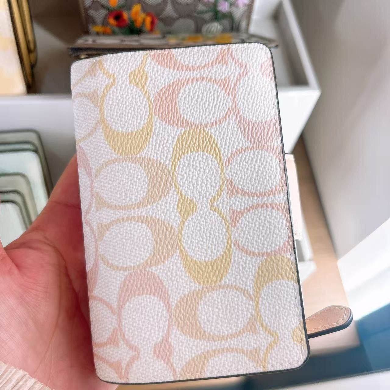 Coach Medium Corner Zip Wallet In Pretty Signature Canvas CEC31 Size ONE SIZE - 3 Thumbnail