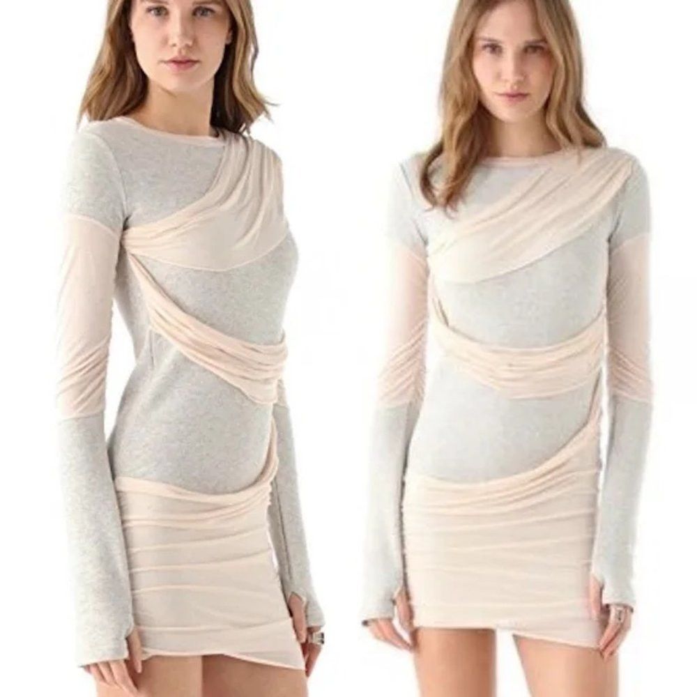 Other Pencey Standard Grey Pink Draped Long Sleeve Mini Dress Siz Size L / US 10 / IT 46 - 1 Thumbnail