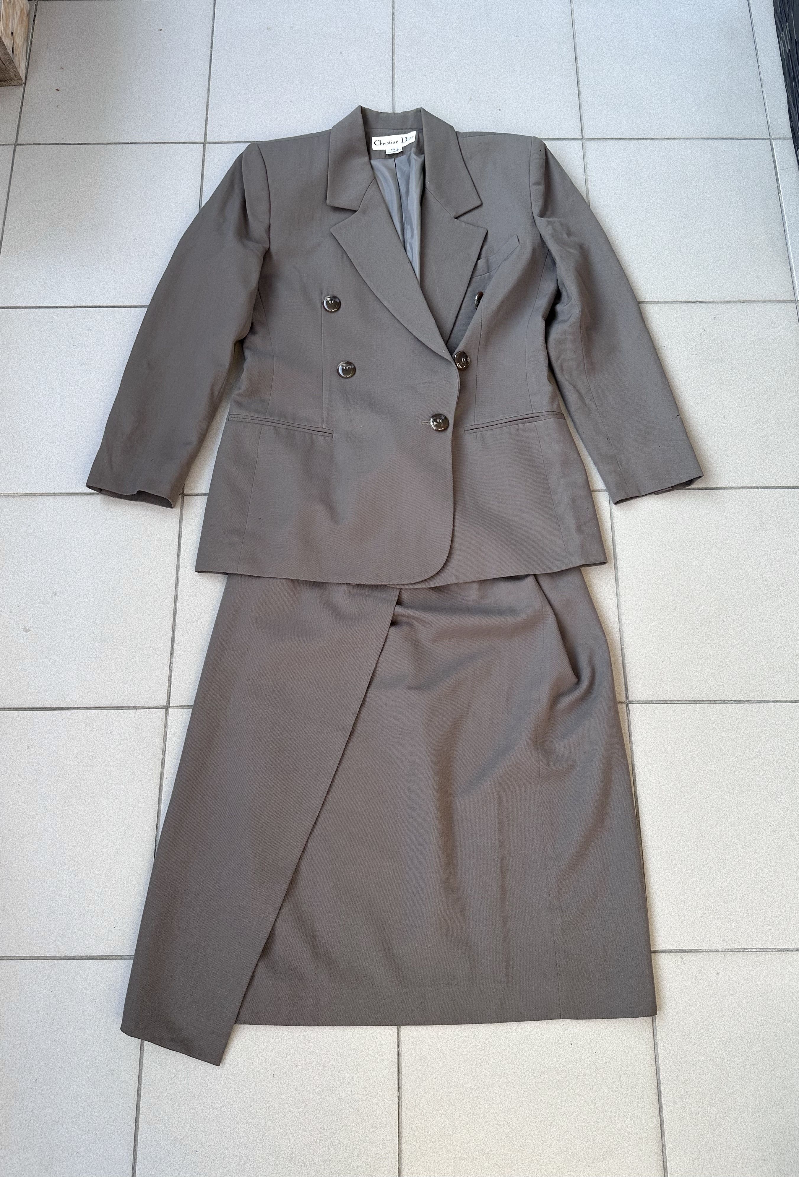 Christian Dior Monsieur × Vintage Rare Vintage Christian Dior women suit blazer + skirt Size L / US 10 / IT 46 - 1 Thumbnail