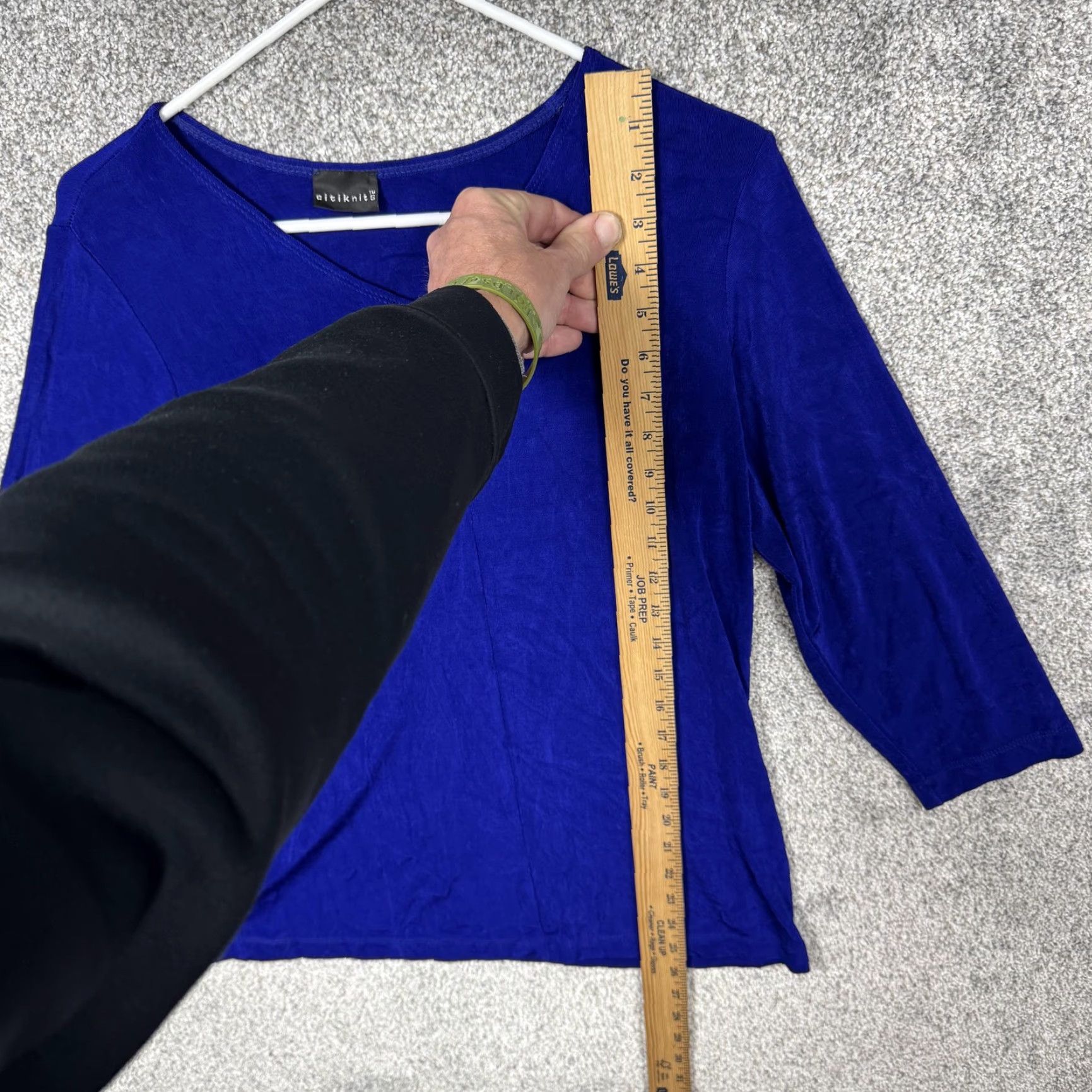 Vintage VINTAGE Citiknits Top Blouse 3/4 Sleeve V-Neck Royal Blue Womens S Size S / US 4 / IT 40 - 2 Thumbnail