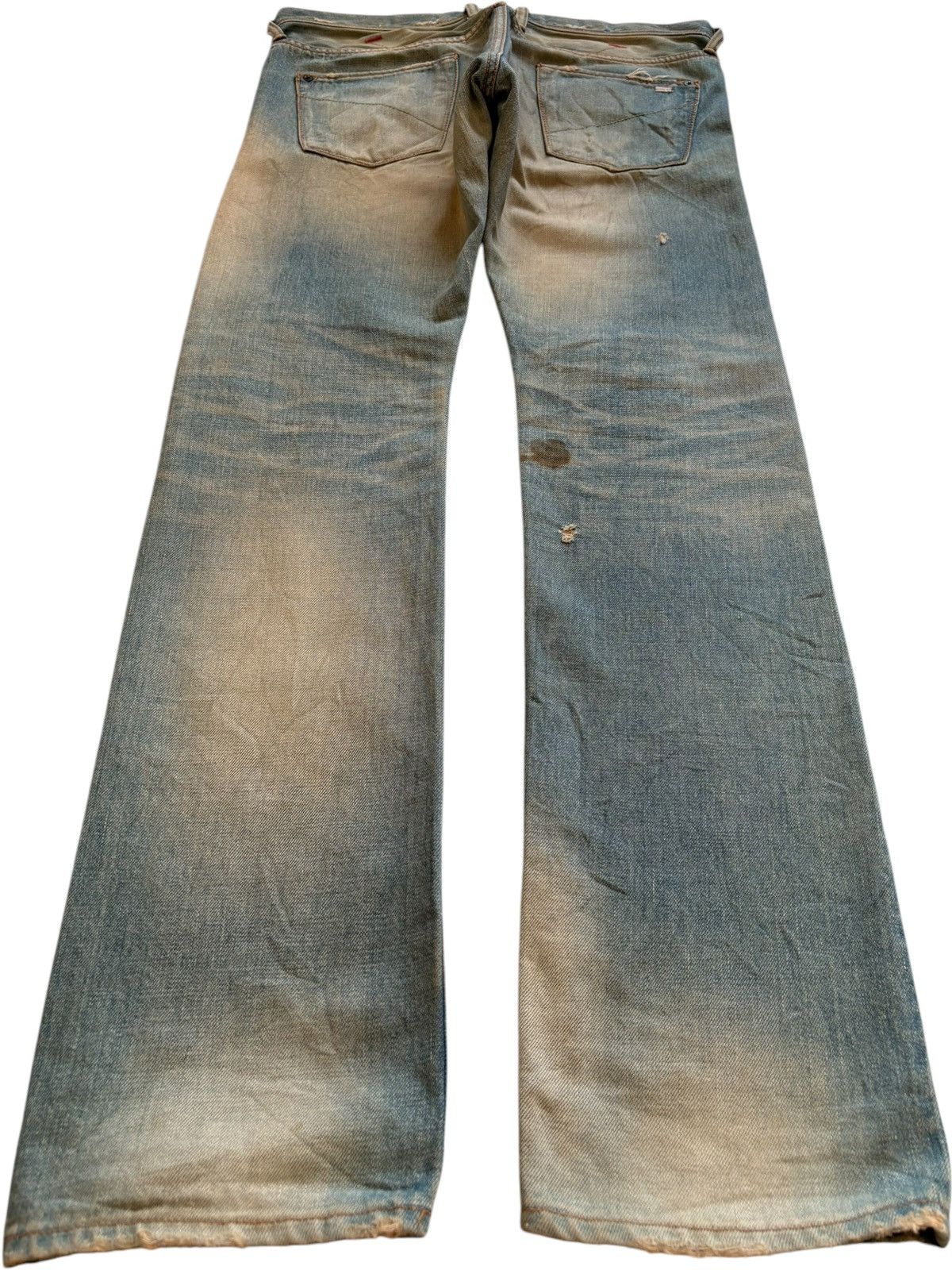 Japanese Brand Vintage Japanese Brand Selvedge Rusty Mud Wash Ripped Jeans Size US 35 - 3 Thumbnail