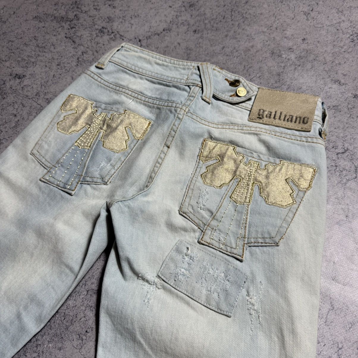 John Galliano NEW Galliano Y2K 00s Flared Jeans Size 27" / US 4 / IT 40 - 6 Thumbnail