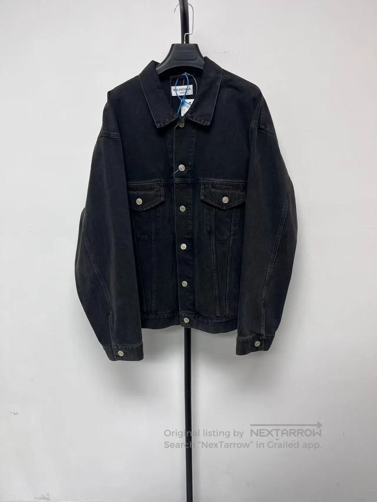 Balenciaga balenciaga black denim jacket with logo. Size US S / EU 44-46 / 1 - 2 Thumbnail
