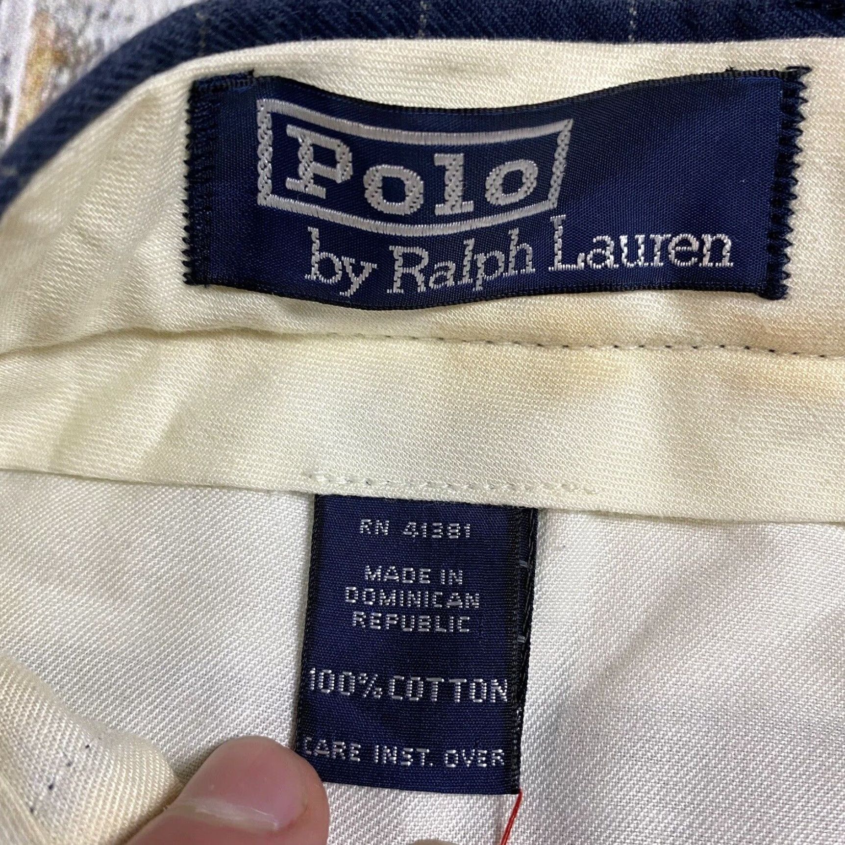 Polo Ralph Lauren VINTAGE Polo Ralph Lauren Men's Pants 32 Casual Blue Windowpane Pleated Cuffed Dress Trousers Size US XS / EU 42 / 0 - 6 Thumbnail