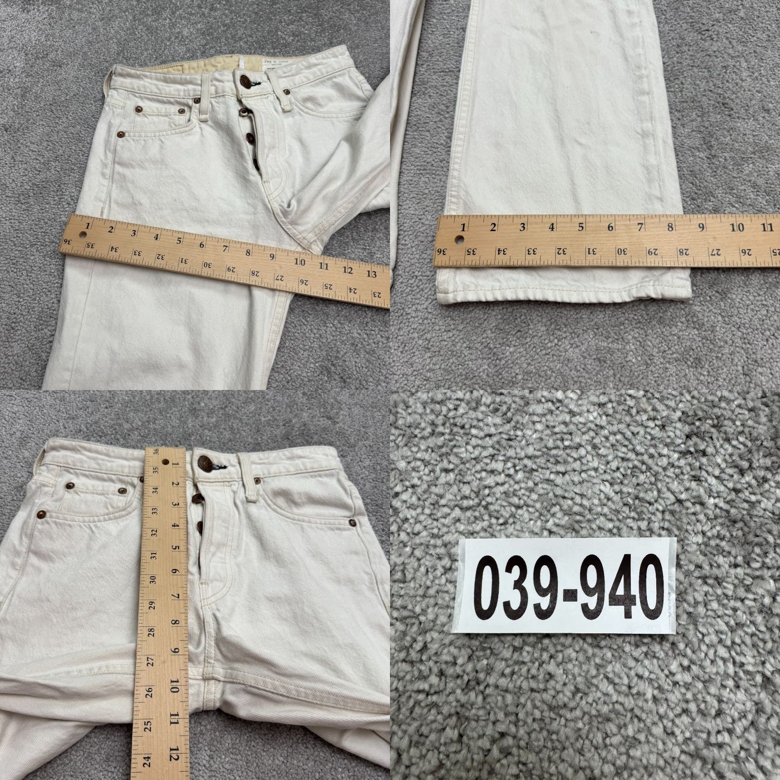 Rag & Bone rag & bone Jeans Womens 24 Cropped High Rise Slim Denim 26 Inseam White Button Fly 5-Pocket Size 42" / US 20 - 11 Thumbnail
