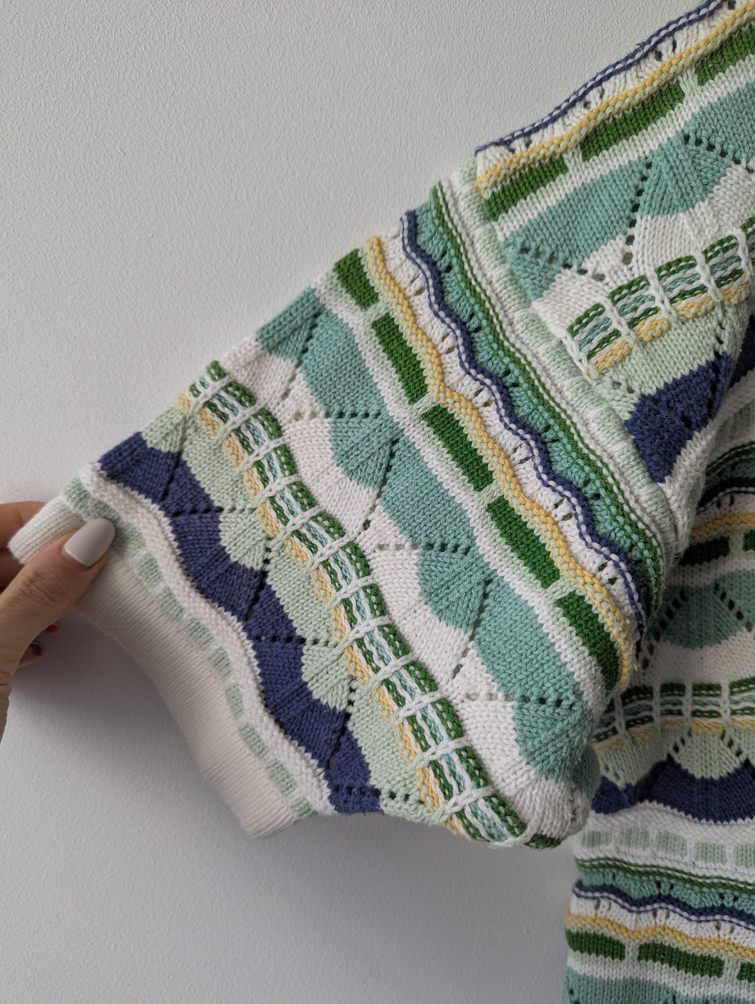 Vintage Cotton Vintage Knit Sweater Pastel Green Blouse Short Sleeve Size L / US 10 / IT 46 - 2 Thumbnail