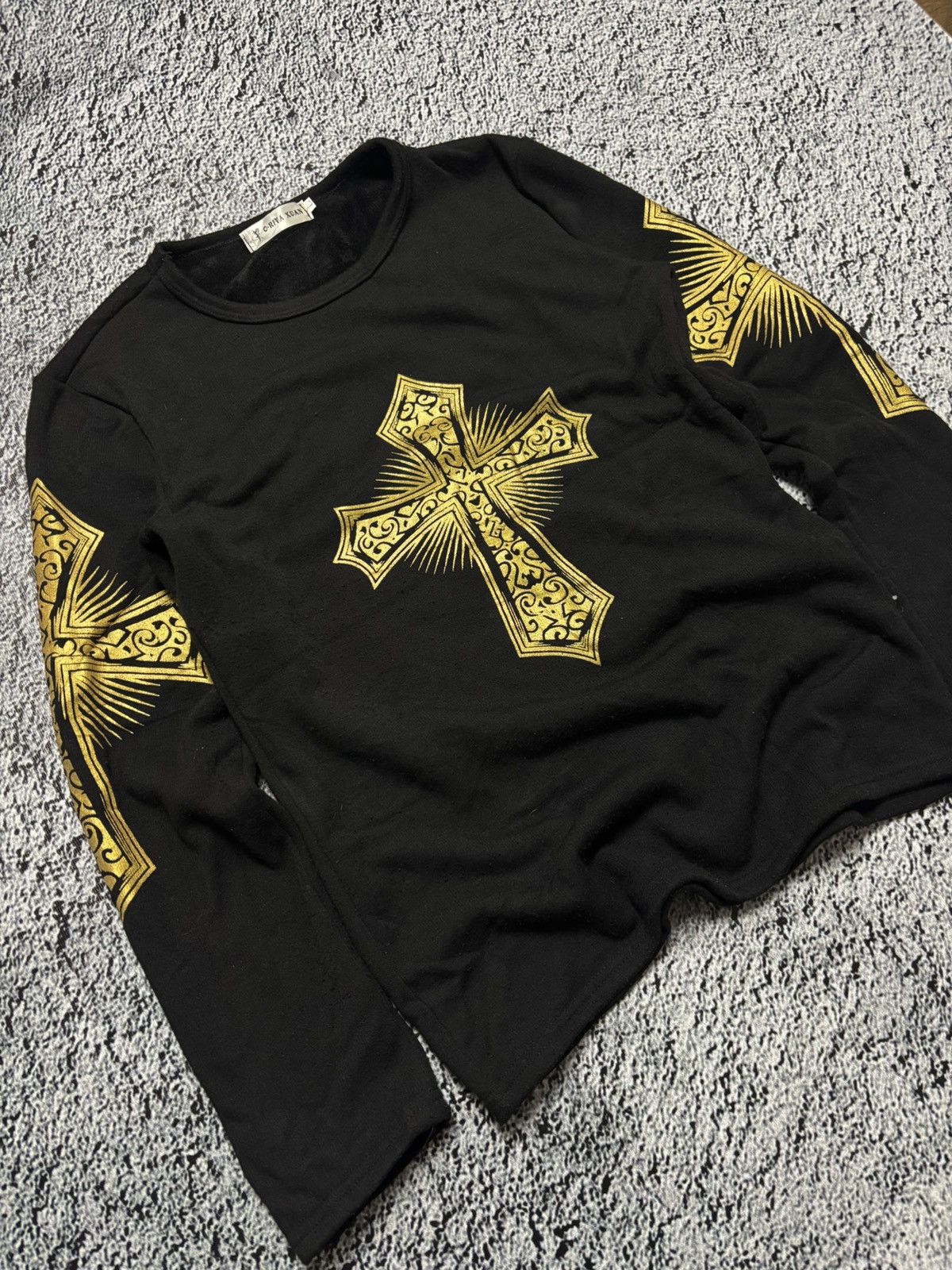 Japanese Brand × Vintage Cool cross printed vintage sweatshirt Chrome Hearts style Size L / US 10 / IT 46 - 3 Thumbnail