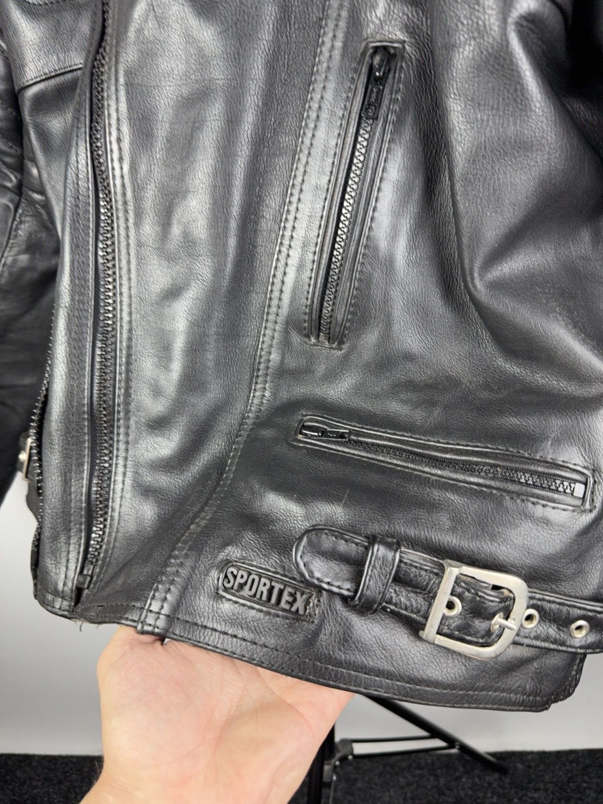 Leather Vntg 00s Heavy Leather Racing MOTO Bomber Jacket Punk Size US S / EU 44-46 / 1 - 7 Thumbnail