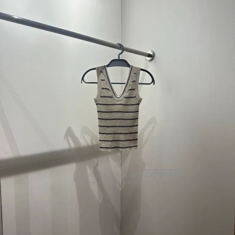 Brunello Cucinelli Brunello Cucinelli Sleeveless striped casual thin knit ves Size XS / US 0-2 / IT 36-38 - 1 Thumbnail