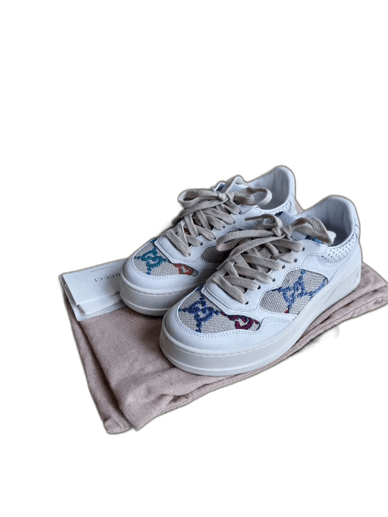 Gucci GUCCI GG Multicolor Embroidered Low-top Sneakers-yf Size US 5 / EU 37 - 1 Thumbnail