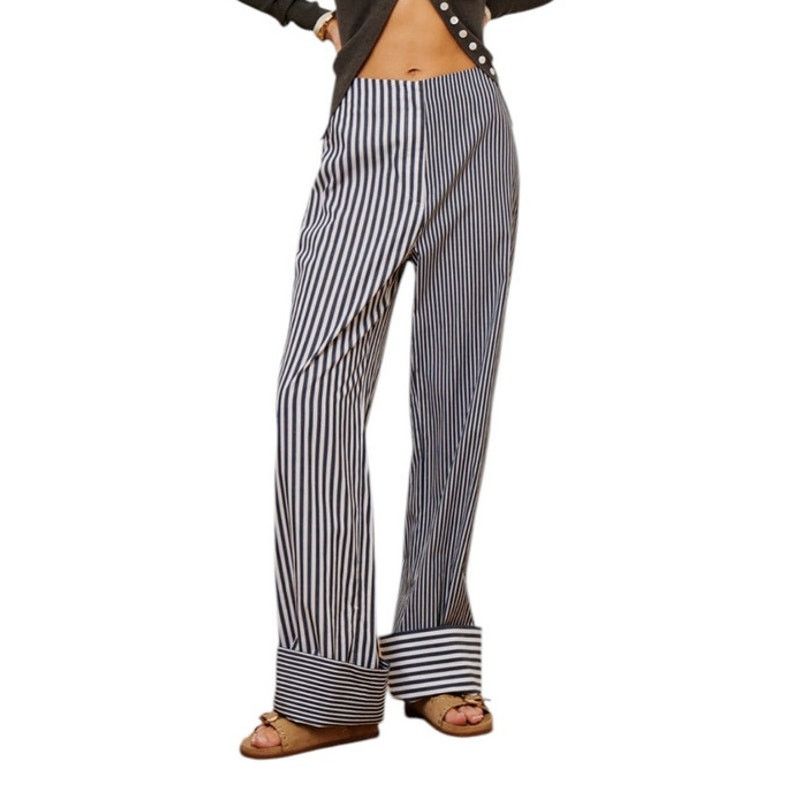 Other Commense Blue White Cotton Contrast Binding Pinstripe Pants Size 34" / US 12 / IT 48 - 1 Thumbnail