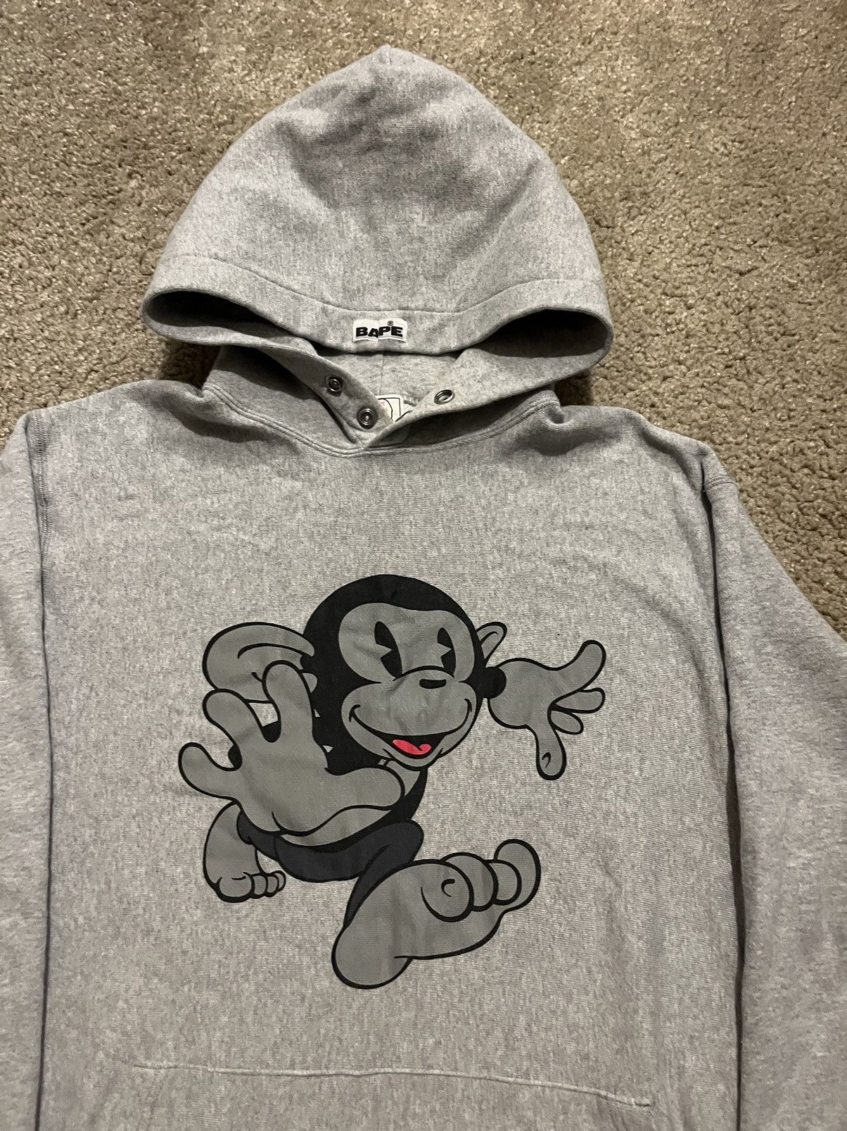Bape × Nigo Bape Baby Milo Monkey Hoodie Grey L | Grailed