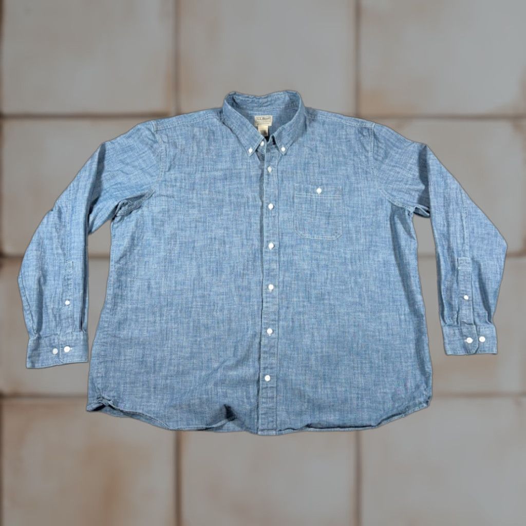 Vintage VINTAGE L.L. Bean Shirt Adult 2XL Blue Chambray Traditional Fit Heritage Y2K Button-Up Long Sleeve Mens Size US XXL / EU 58 / 5 - 1 Thumbnail
