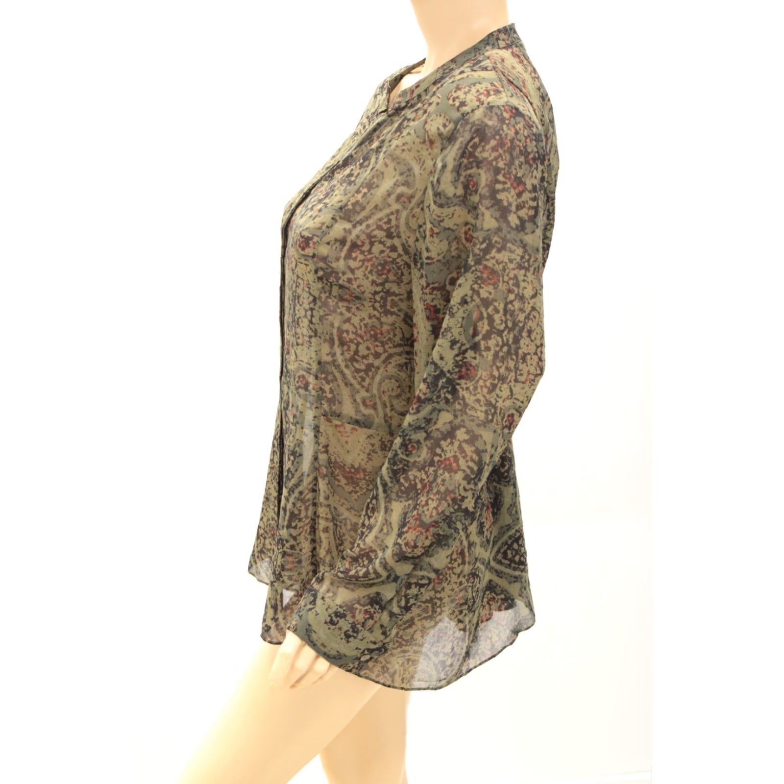 Soft Surroundings Soft Surroundings Plus Size Tunic Blouse Women's 1X Green Geometric Long Sleeve Boho Button Ruffle Casual Nature Womens Size XL / US 12-14 / IT 48-50 - 2 Thumbnail