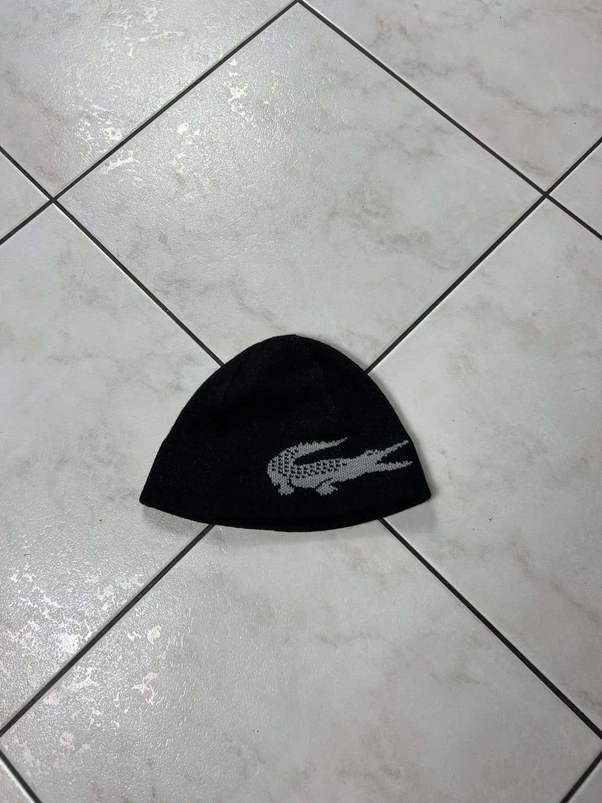 Lacoste Vintage Lacoste y2k knitted crocodile big logo drill beanie Size ONE SIZE - 2 Thumbnail