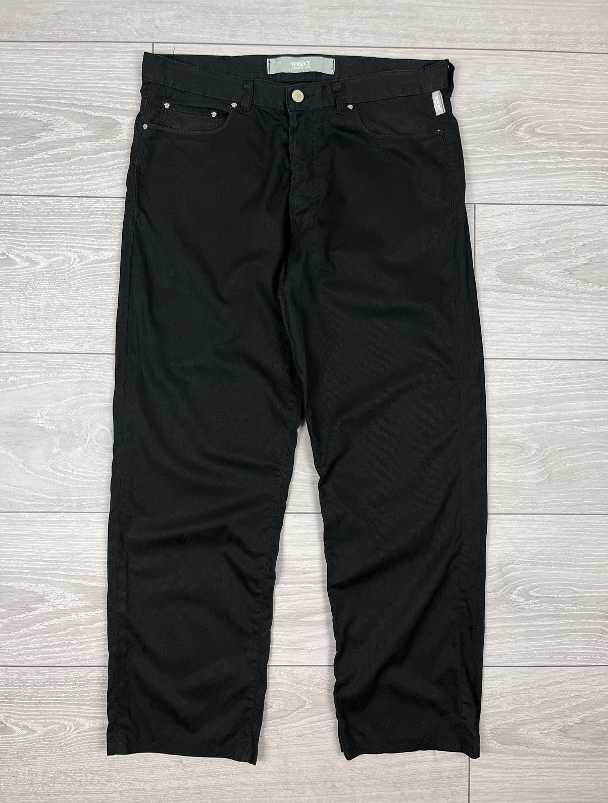 Versace Jeans Couture Versace Jeans Couture Vintage 90s Black Wide Leg Pants Size US 32 / EU 48 - 1 Thumbnail