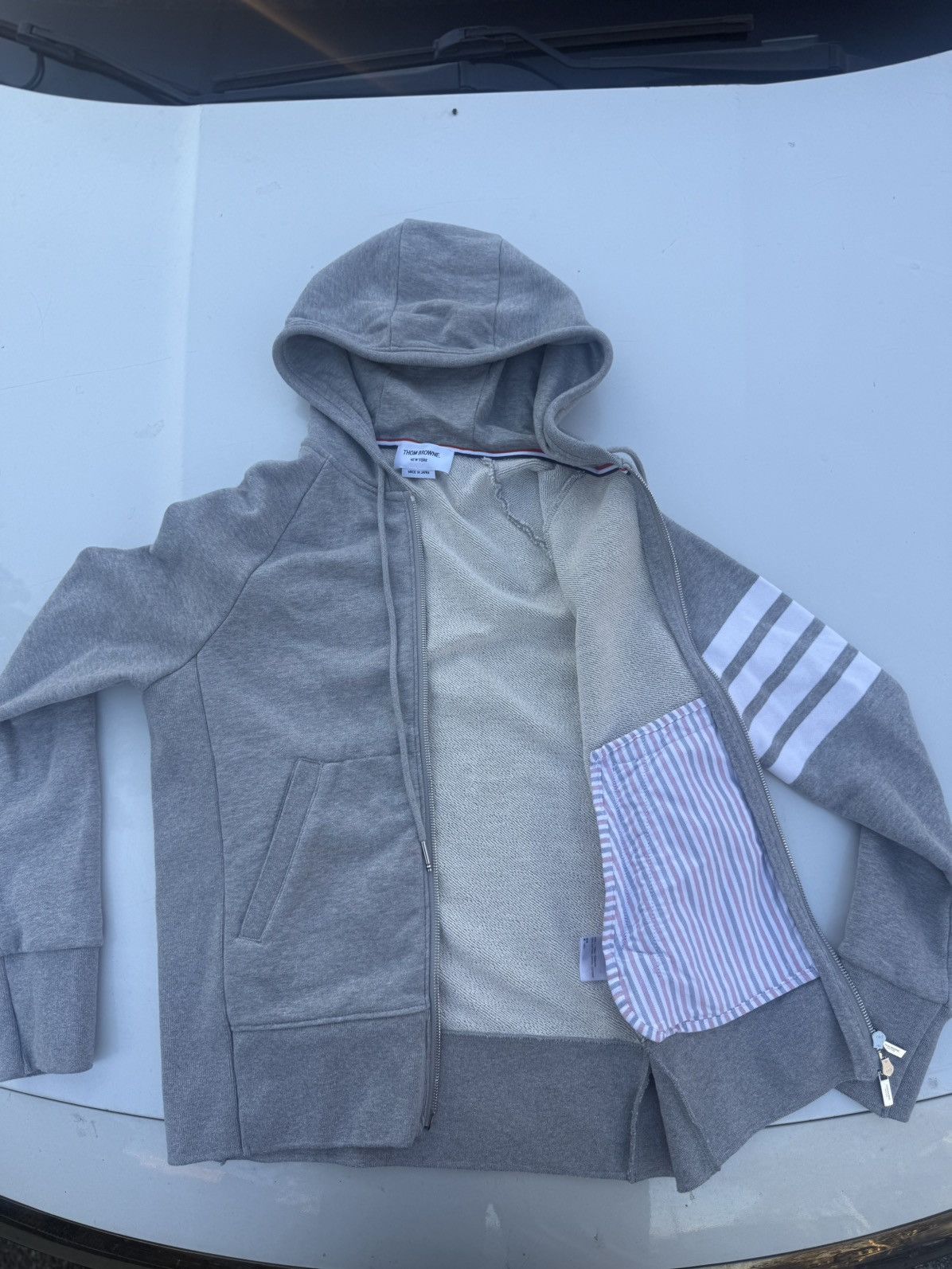 Thom Browne Thom Browne Classic Loopback 4-Bar Zip Hoodie Size US M / EU 48-50 / 2 - 9 Thumbnail