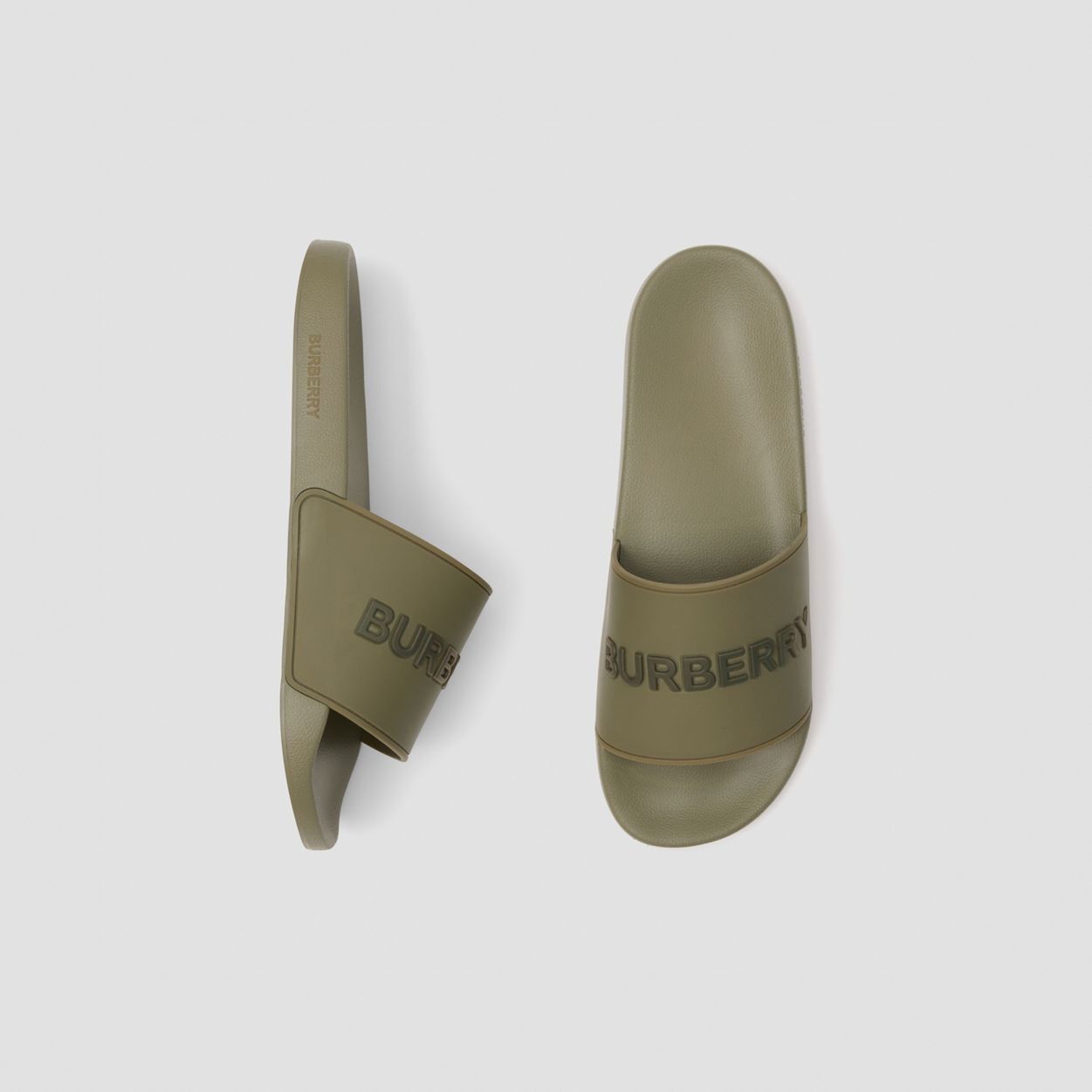 Burberry o1w1db10126 Logo Detail Two-Tone Slides in Dark Green Size US 9 / EU 42 - 2 Thumbnail