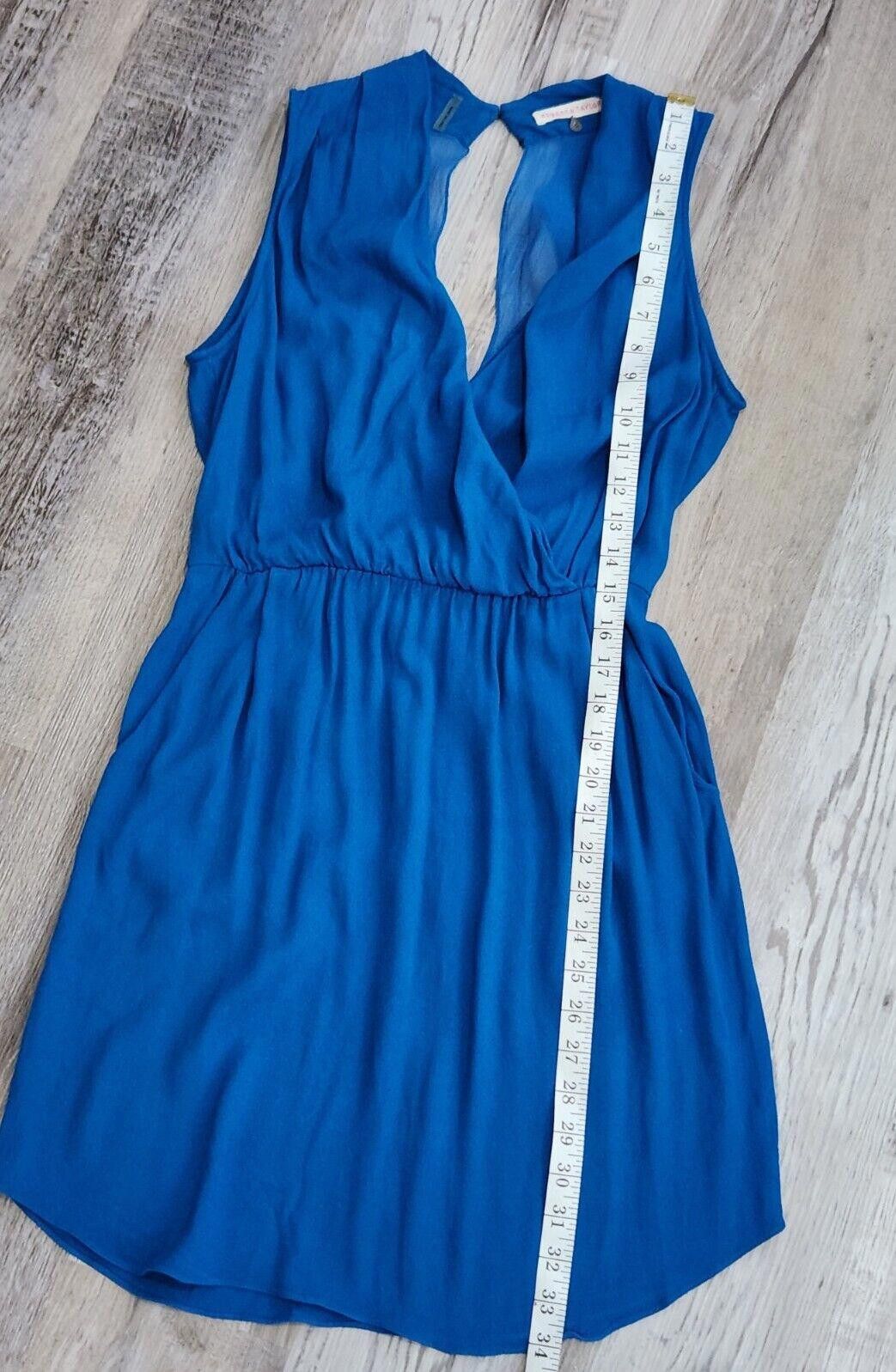 Designer Rebecca Taylor Dress Size 4 Blue V Neck Drapey Silk Blue Size S / US 4 / IT 40 - 6 Thumbnail