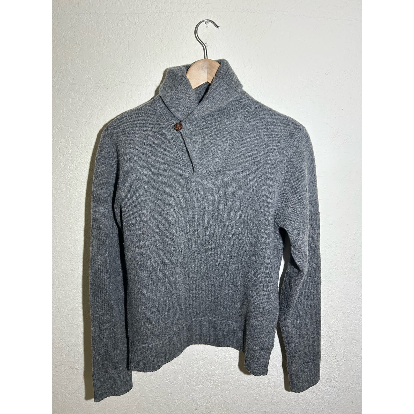 Image of Ralph Lauren Lrl Lauren Jeans Co Ralph Laurent Rugby Gray 100% Wool Men’S Sweater Size Small in Gre