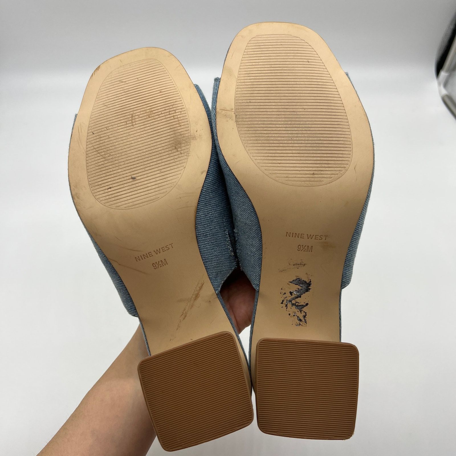 Other Nine West Women's Shoes Wylow Open Toe Size 9.5 Denim Blue Size US 9.5 / IT 39.5 - 8 Thumbnail