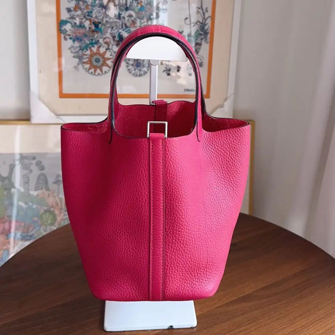 Hermes Hermes Picotin Lock 18 raspberryred Clemence cowhide leather picotin handbag sil Size ONE SIZE - 1 Thumbnail