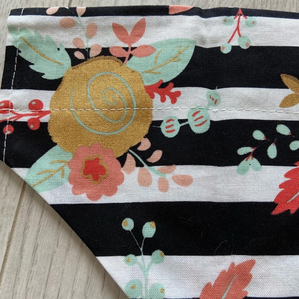 Designer Striped Floral Dog Bandana Size ONE SIZE - 2 Thumbnail