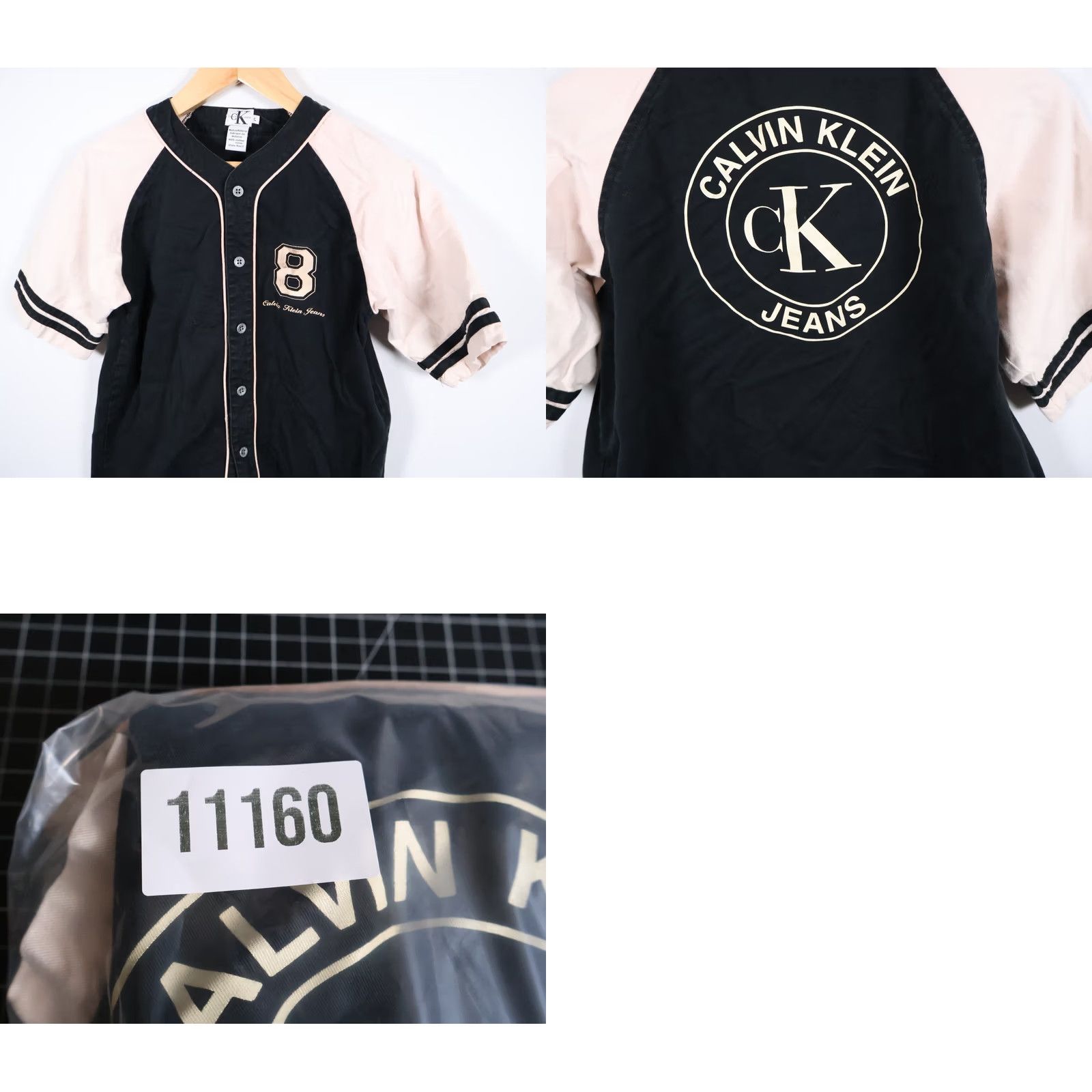 Calvin Klein VINTAGE Calvin Klein Baseball Jersey Men's M Short Sleeve Black Beige Embroidered 90s Hip Hop Retro Size US M / EU 48-50 / 2 - 8 Thumbnail