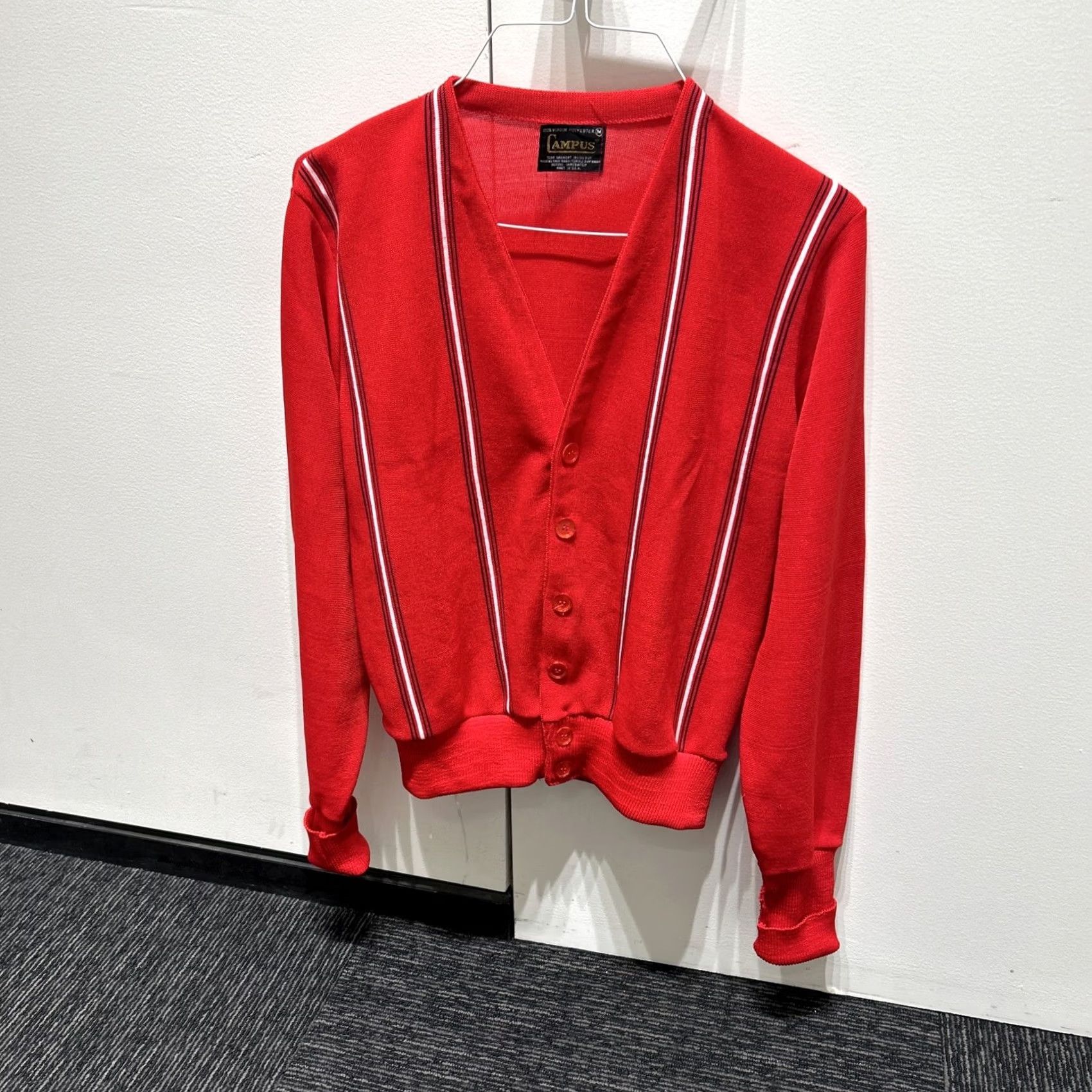 Vintage VINTAGE Campus Cardigan Medium Red Poly 100% Virgin Poly Dark Academia Cobain Preppy Oxford Mens Size US M / EU 48-50 / 2 - 3 Thumbnail