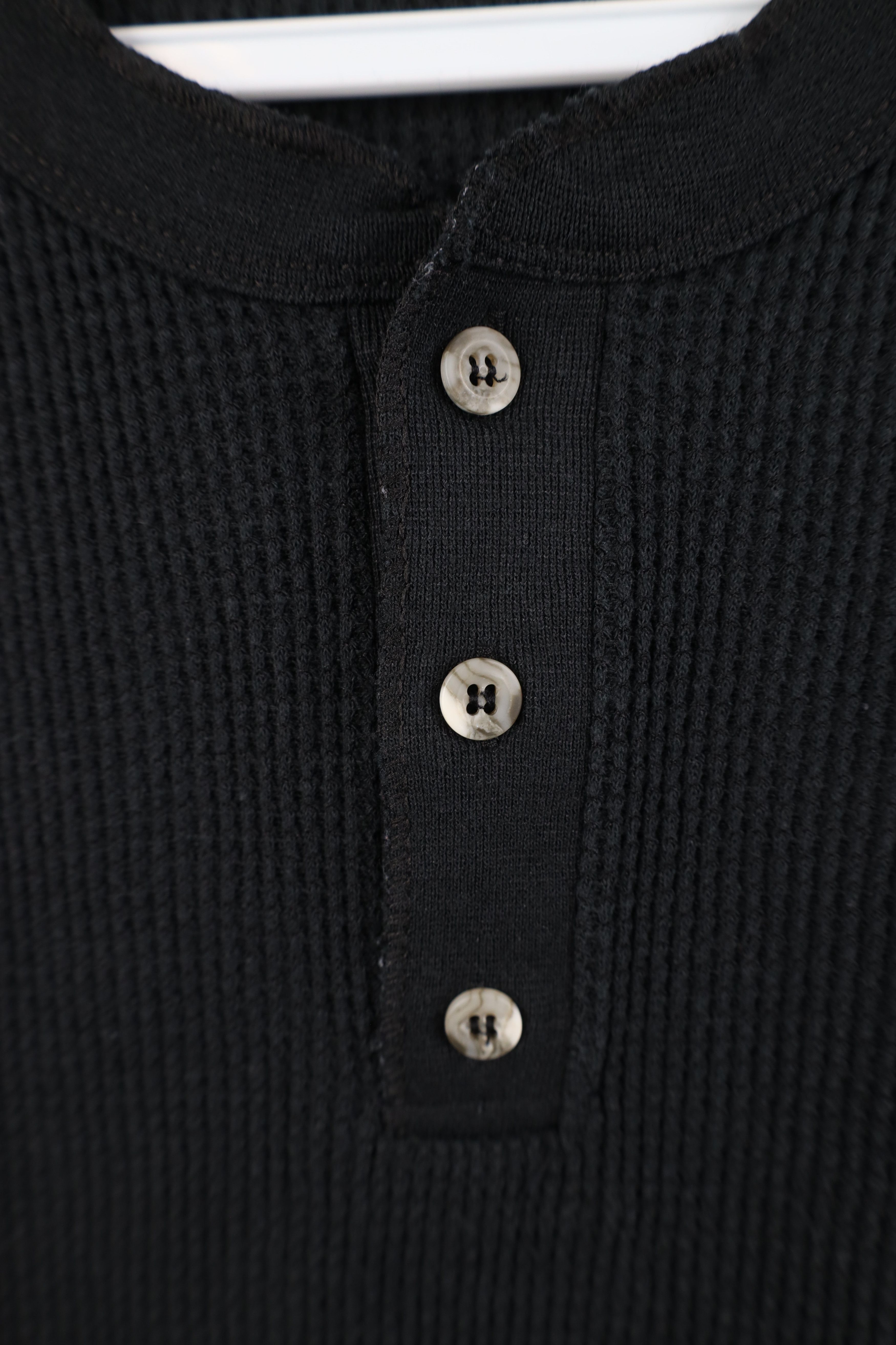 Vintage Vintage 90s Y2K Streetwear Waffle Knit Henley T-Shirt Black Size US M / EU 48-50 / 2 - 5 Thumbnail