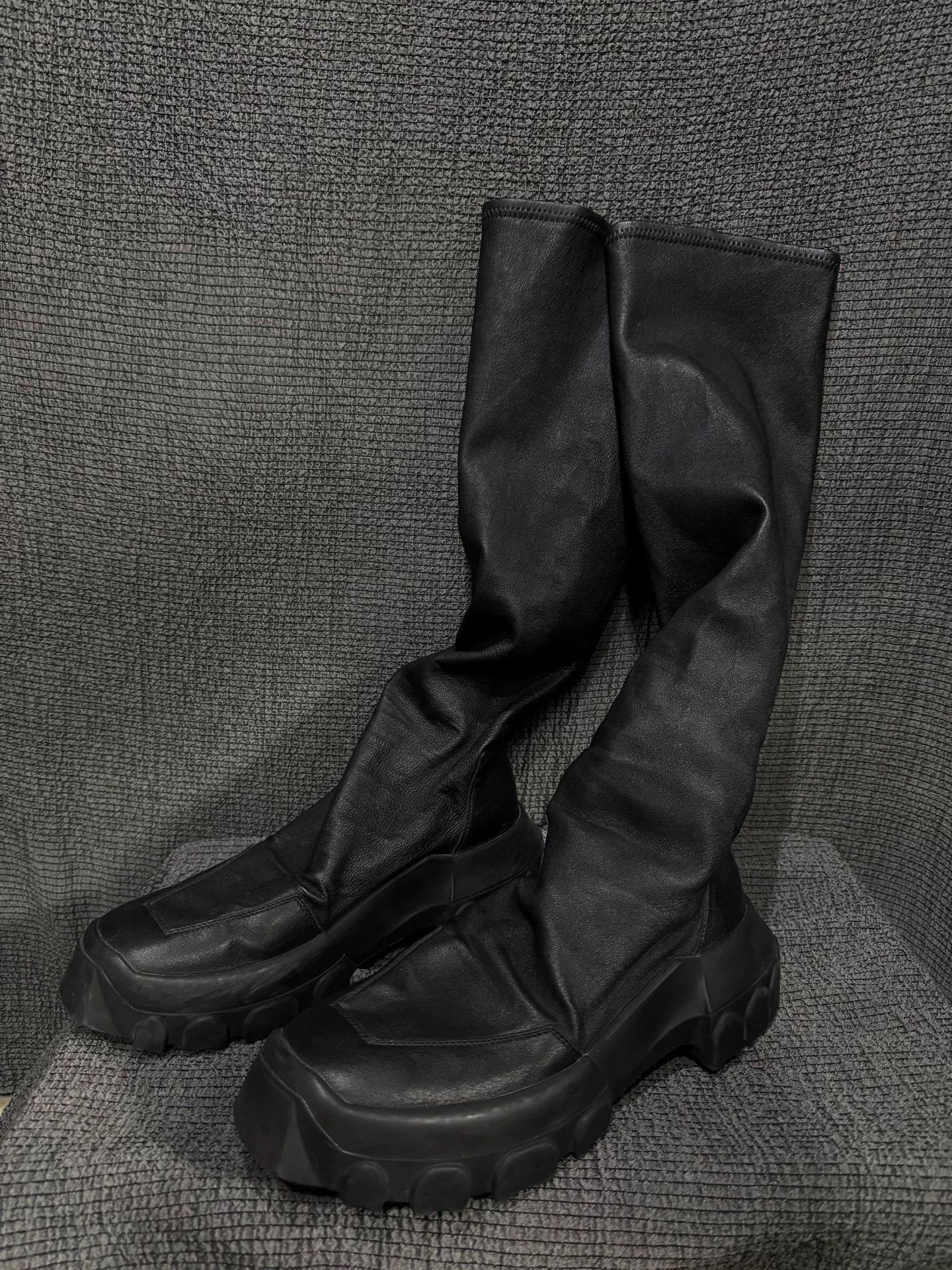 Rick Owens black leather tank sole boots by Rick Owens Size US 7.5 / EU 40-41 - 1 Thumbnail