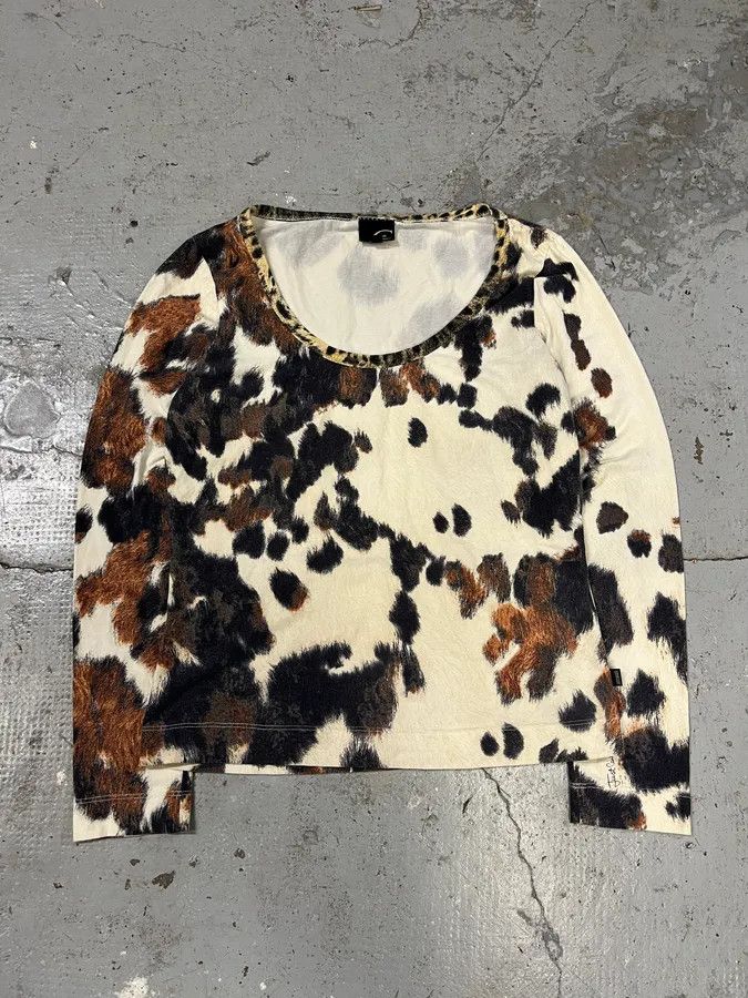 2000s Cavalli Cow Print Top Longsleeves