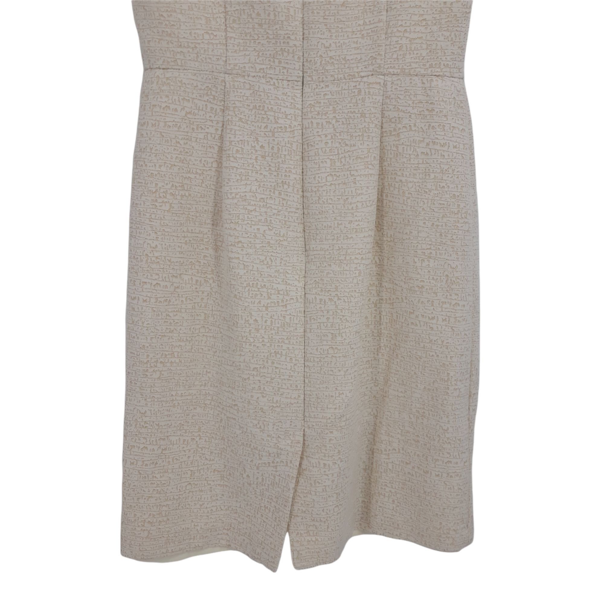 Vintage Vtg 80s Retro 60s Sheath Dress 6 Cream Brocade Jackie O Gold Size M / US 6-8 / IT 42-44 - 7 Thumbnail