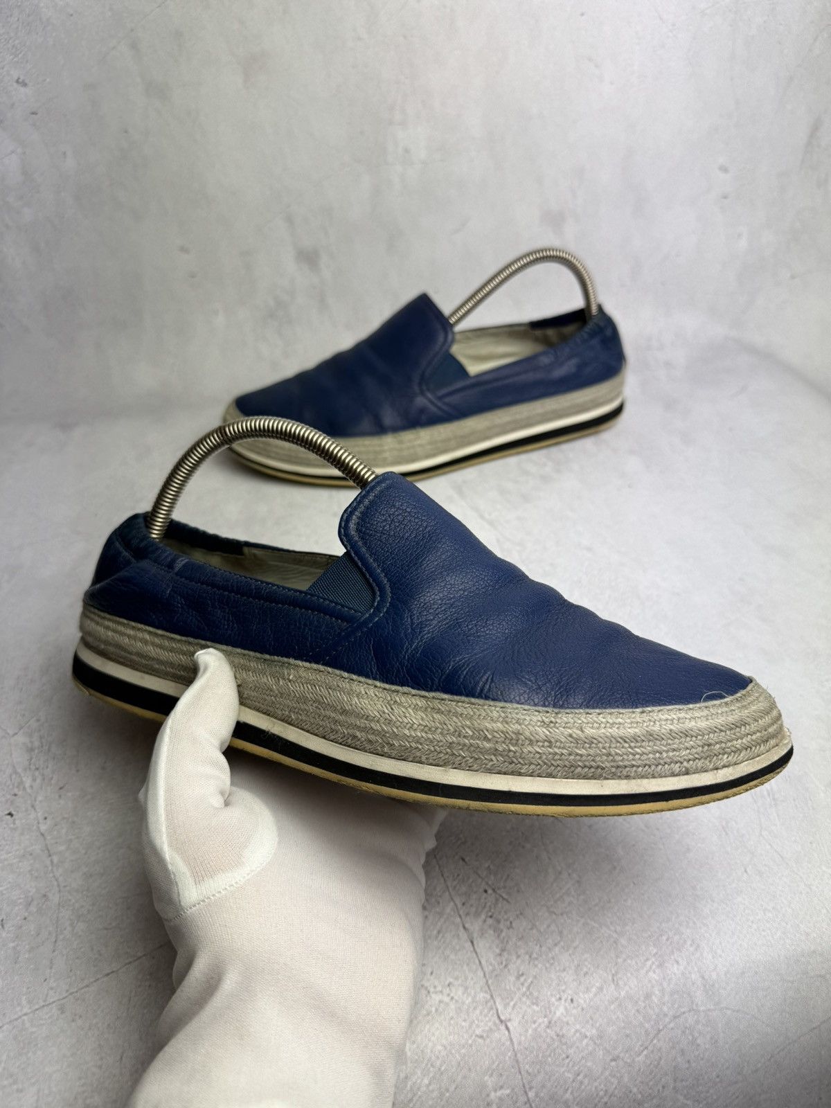 Prada × Vintage Prada Slip On Espadrille Loafers Blue Leather Men’s Size US 9 / EU 42 - 1 Thumbnail
