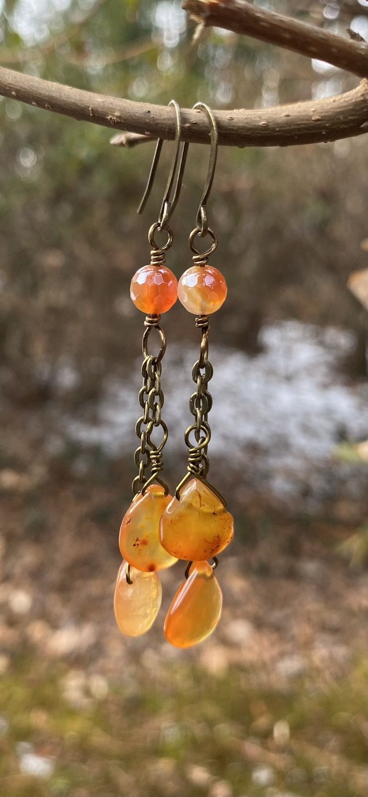 Handmade Carnelian Dangle Earrings Size ONE SIZE - 3 Thumbnail