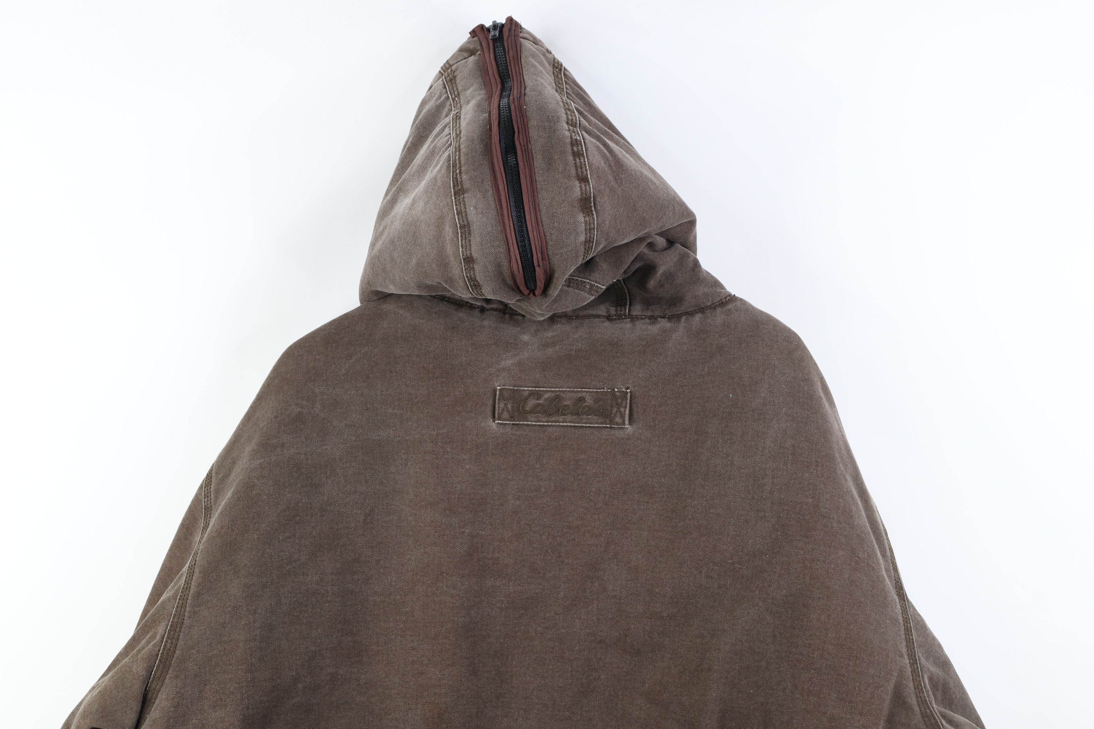 Cabelas Vintage 90s Cabelas Canvas Quilted Cape Hooded Jacket Brown Size US XL / EU 56 / 4 - 15 Thumbnail