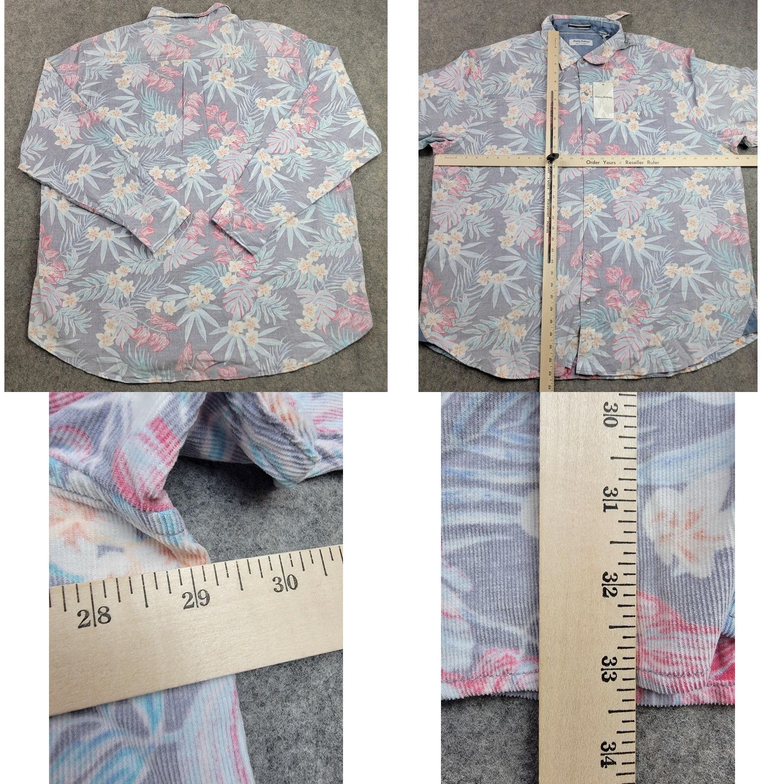 Tommy Bahama Tommy Bahama Shirt Mens 3XL Fog Grey Coastline Cord Montecito Frond Floral Shirt Long Sleeve Button-Up Collared NWT Mens Size US XXL / EU 58 / 5 - 9 Thumbnail