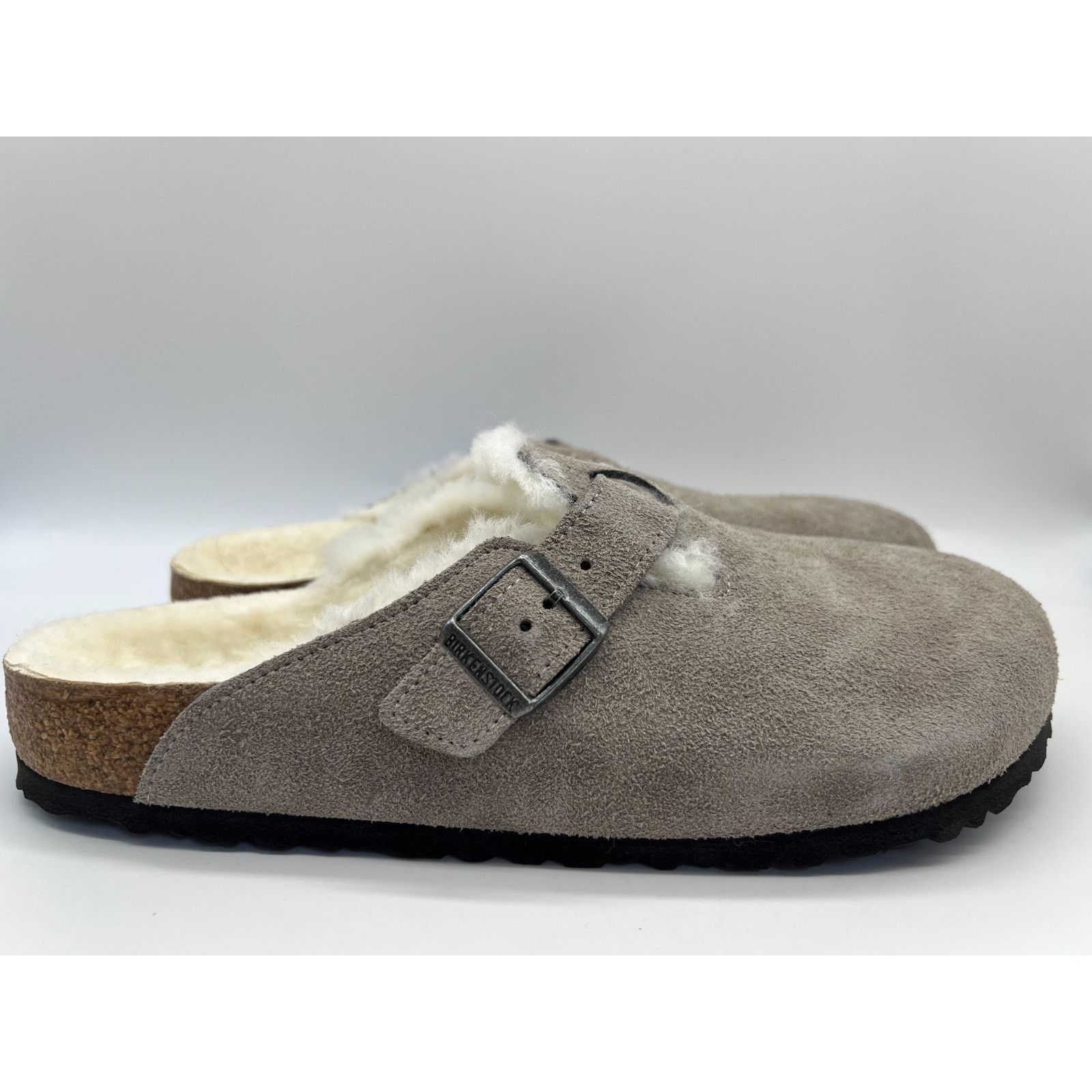 Birkenstock Boston Shearling Stone Coin Suede Leather Men 12