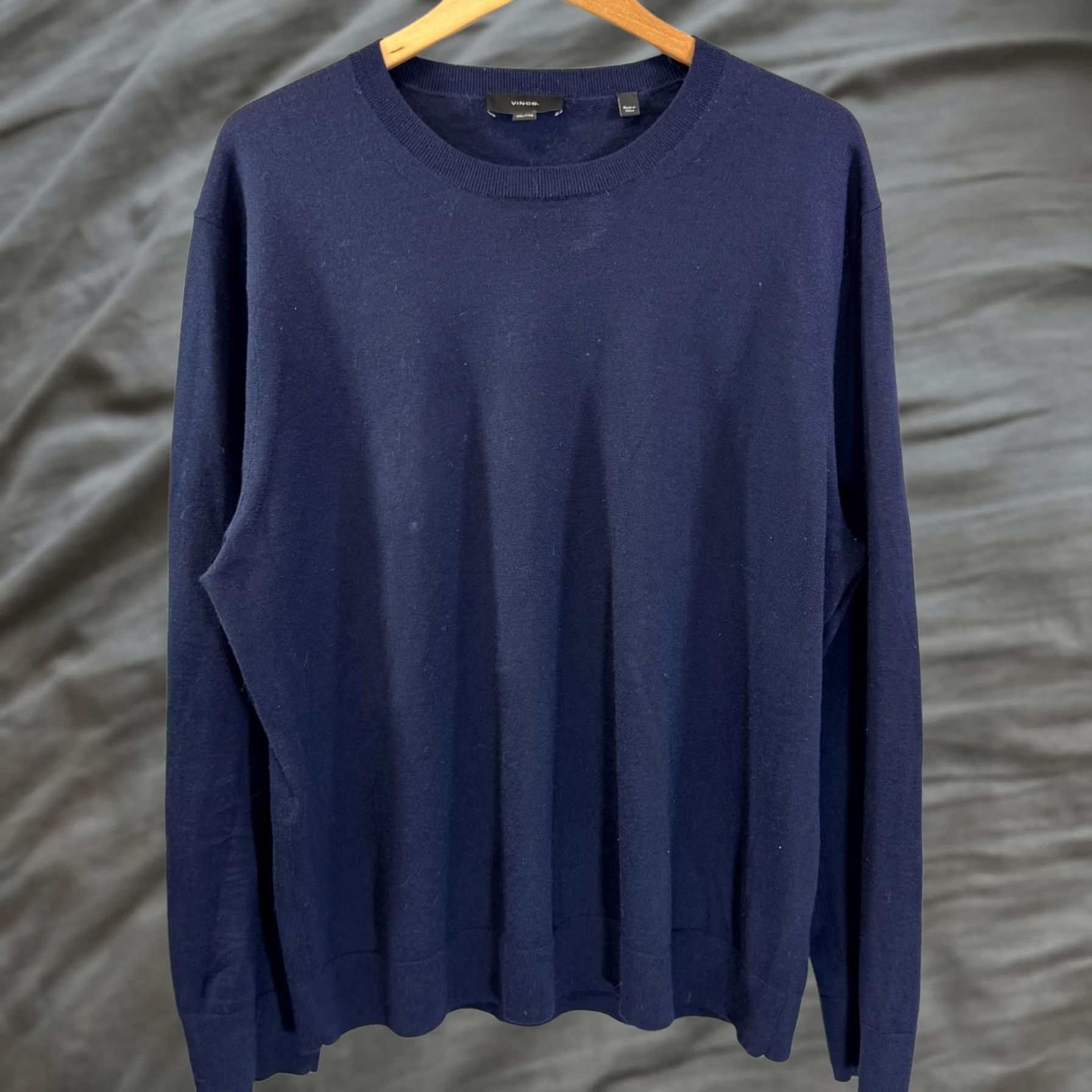 Vince Vince Sweater Mens 2XL Navy Blue Merino Wool Crewneck Pullover Classic Knit Shirt Mens Size US XXL / EU 58 / 5 - 1 Thumbnail