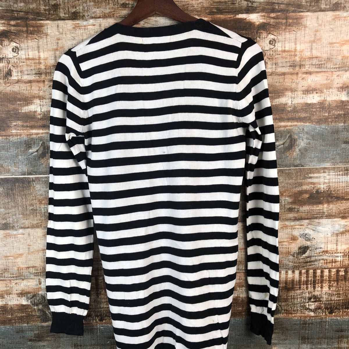 Homespun Knitwear DL Kari Ang Stripe White Black Cardigan Knitwear #C732 Size S / US 4 / IT 40 - 13 Thumbnail