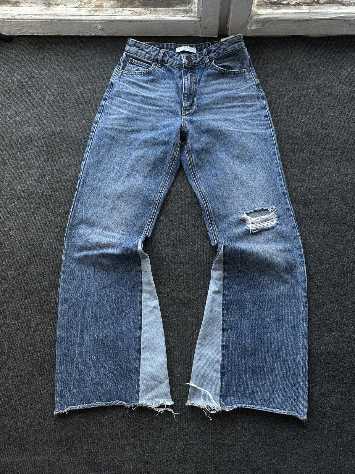 Sandro FLARED BOOTCUT 🚨 SANDRO WOMEN RARE BLUE DENIM PANTS Size 26" / US 2 / IT 38 - 2 Thumbnail