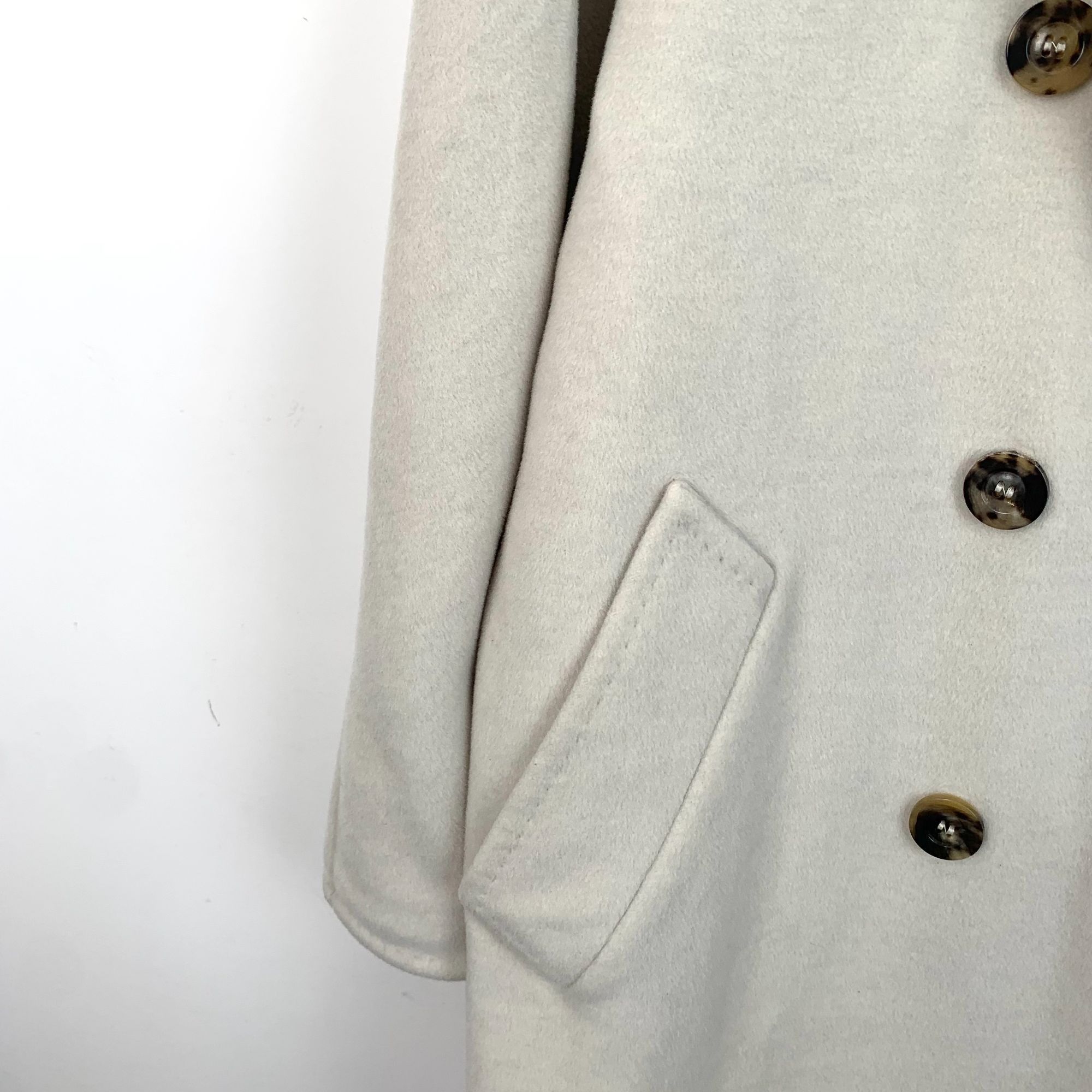 Max Mara Maxmara 101801 Beige Wool Double-Breasted Overcoat Made In I Size S / US 4 / IT 40 - 10 Thumbnail