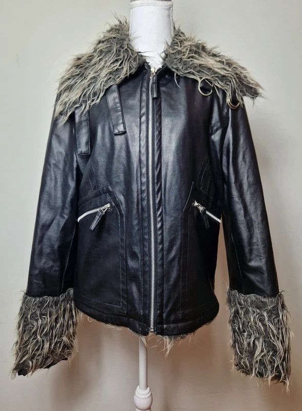 Japanese Brand Vintage faux fur leather jacket Avant garde y2k japan Size L / US 10 / IT 46 - 1 Thumbnail