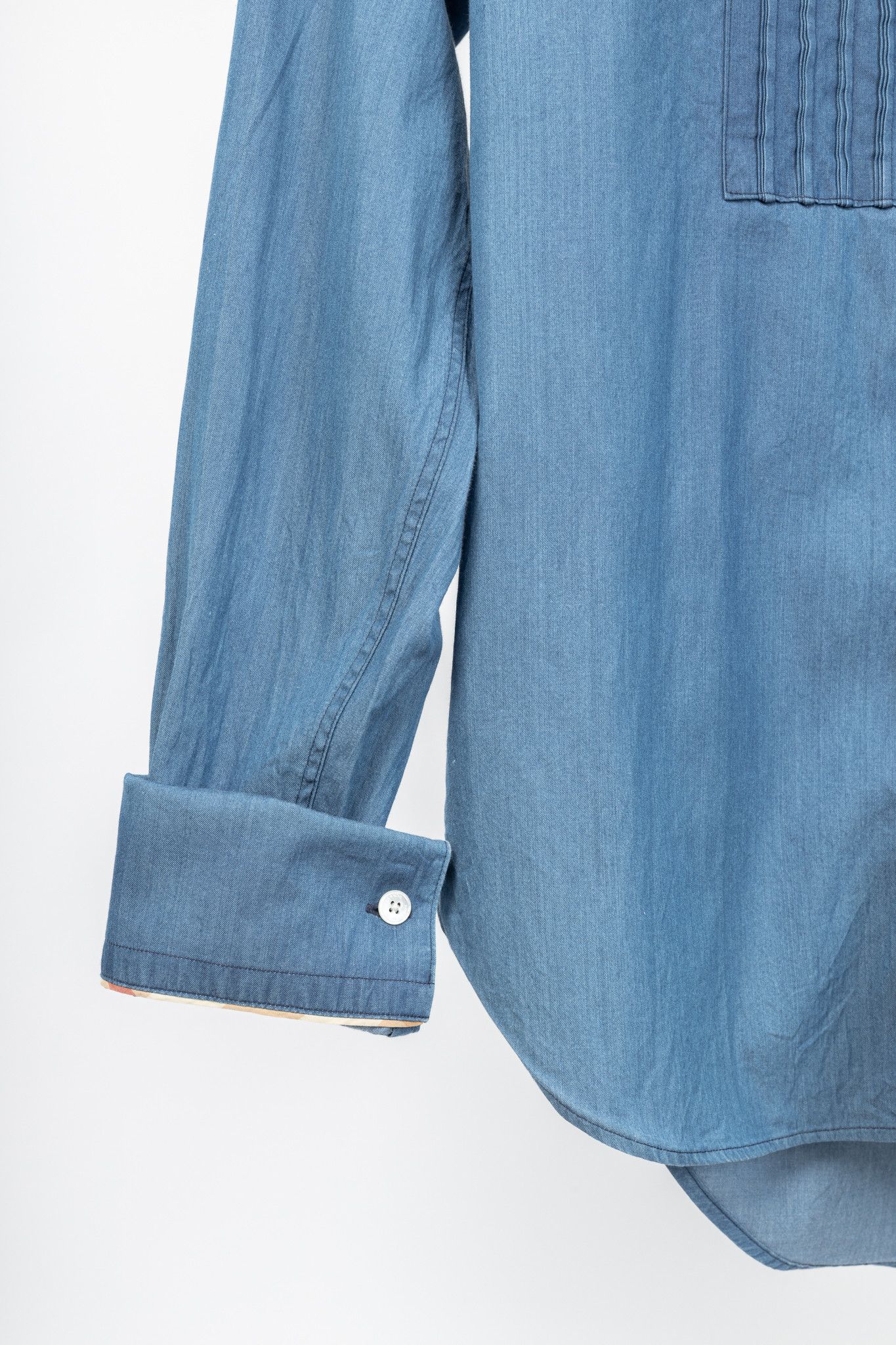 Burberry Burberry Blue Bib Front Cotton Chambray Shirt Size S / US 4 / IT 40 - 6 Thumbnail